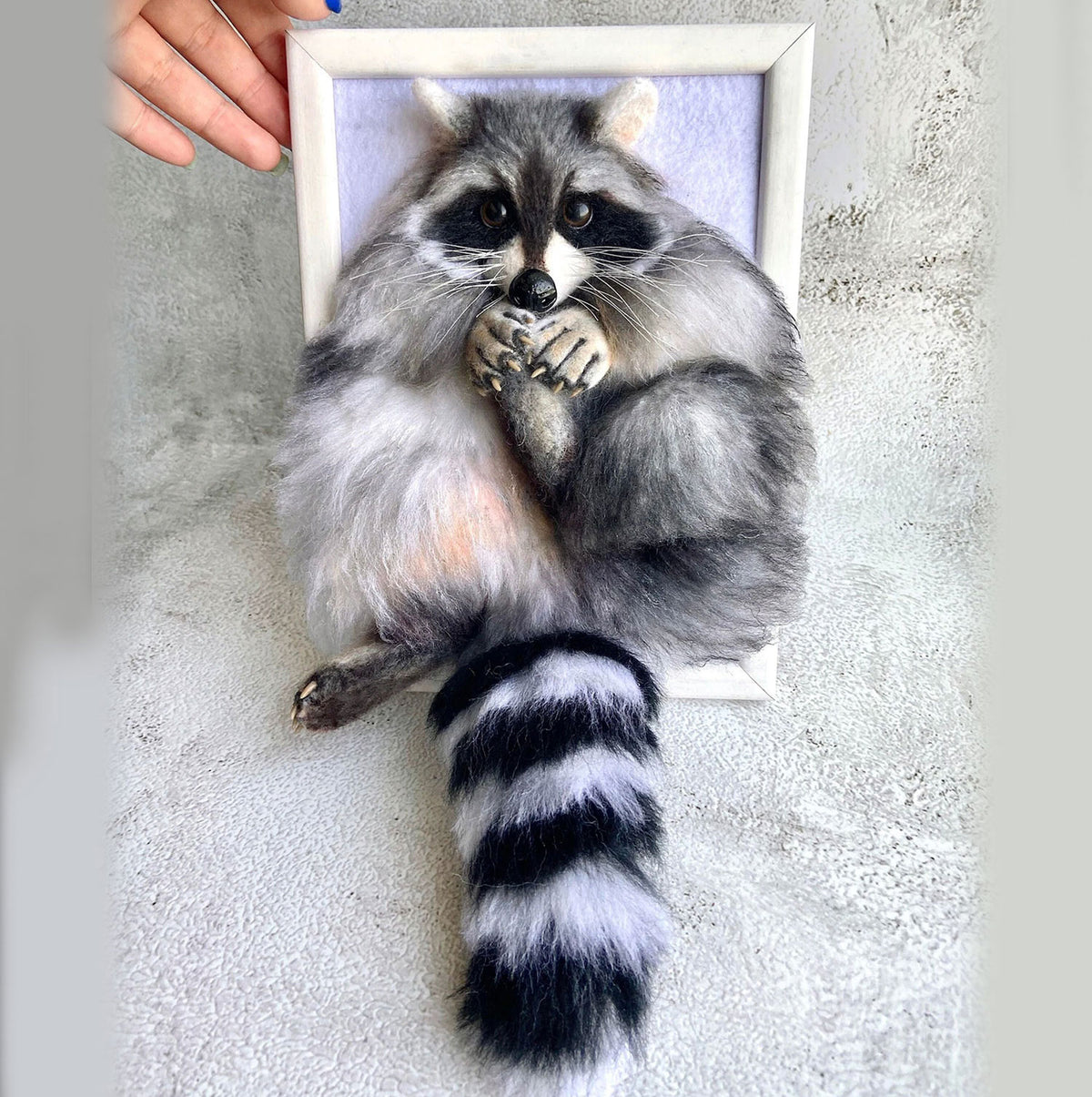 Felt Animal Portrait - Face, Paws and Tail - Raccoon