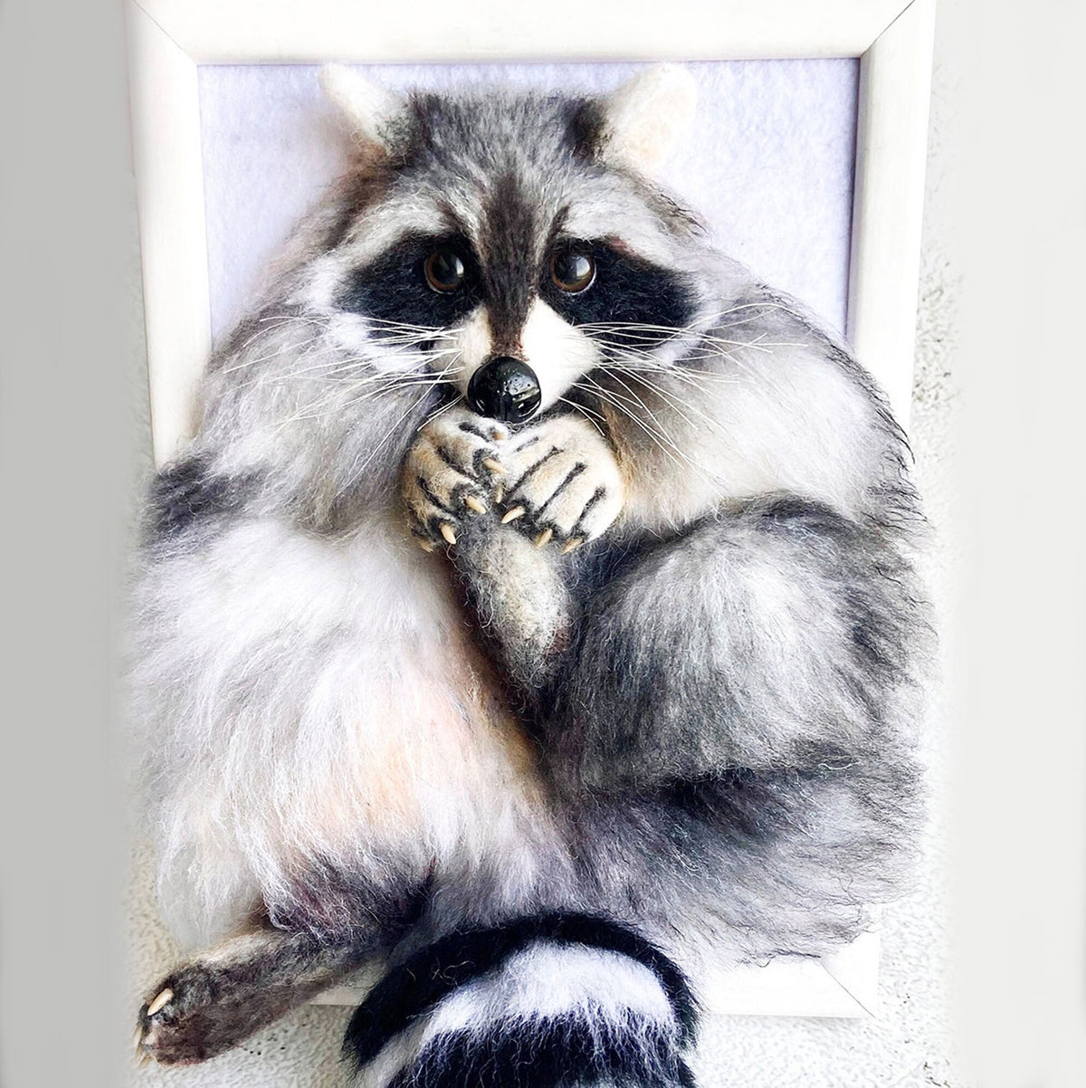 Felt Animal Portrait - Face, Paws and Tail - Raccoon