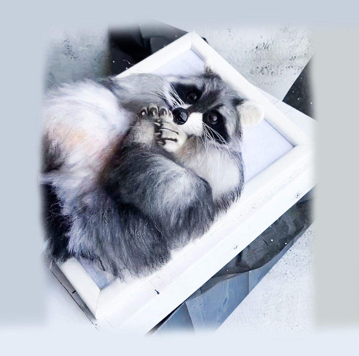 Felt Animal Portrait - Face, Paws and Tail - Raccoon