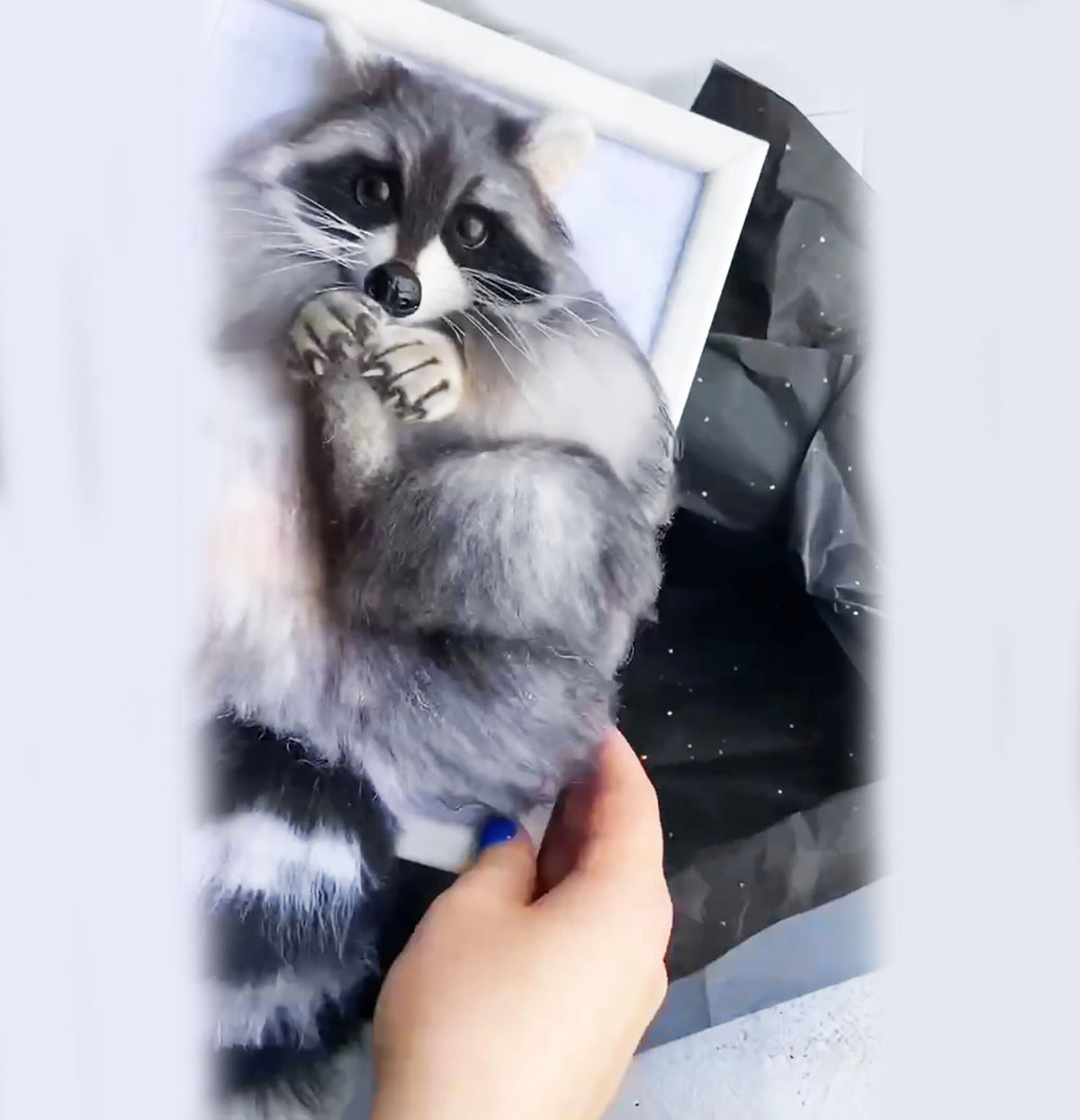 Felt Animal Portrait - Face, Paws and Tail - Raccoon