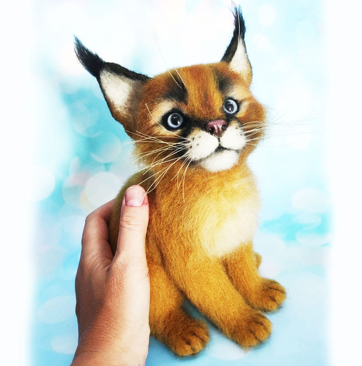 Felt Animal Statue - Caracal