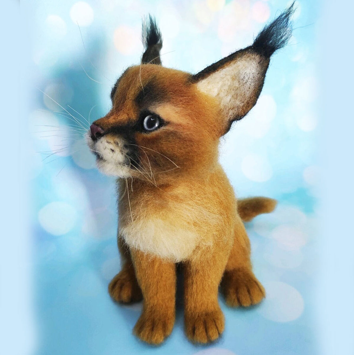 Felt Animal Statue - Caracal