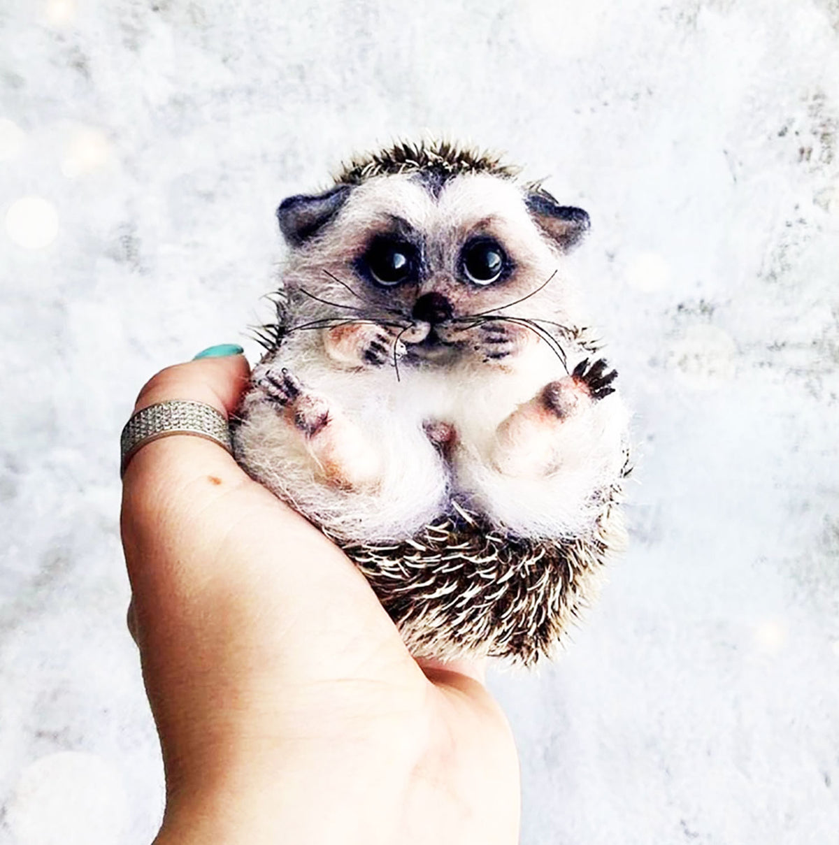 Miniature Felt Animal Statue - Hedgehog