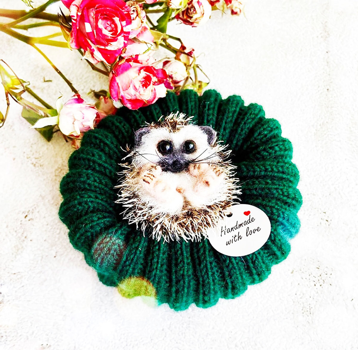 Miniature Felt Animal Statue - Hedgehog