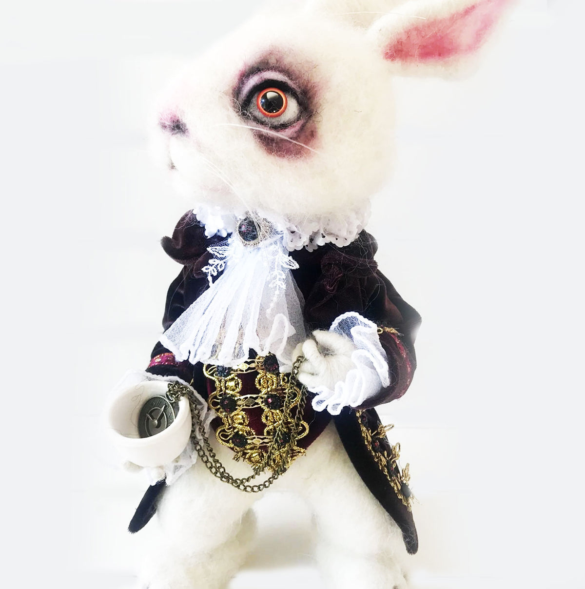 Felt Fairytale Creature Statue - The White Rabbit