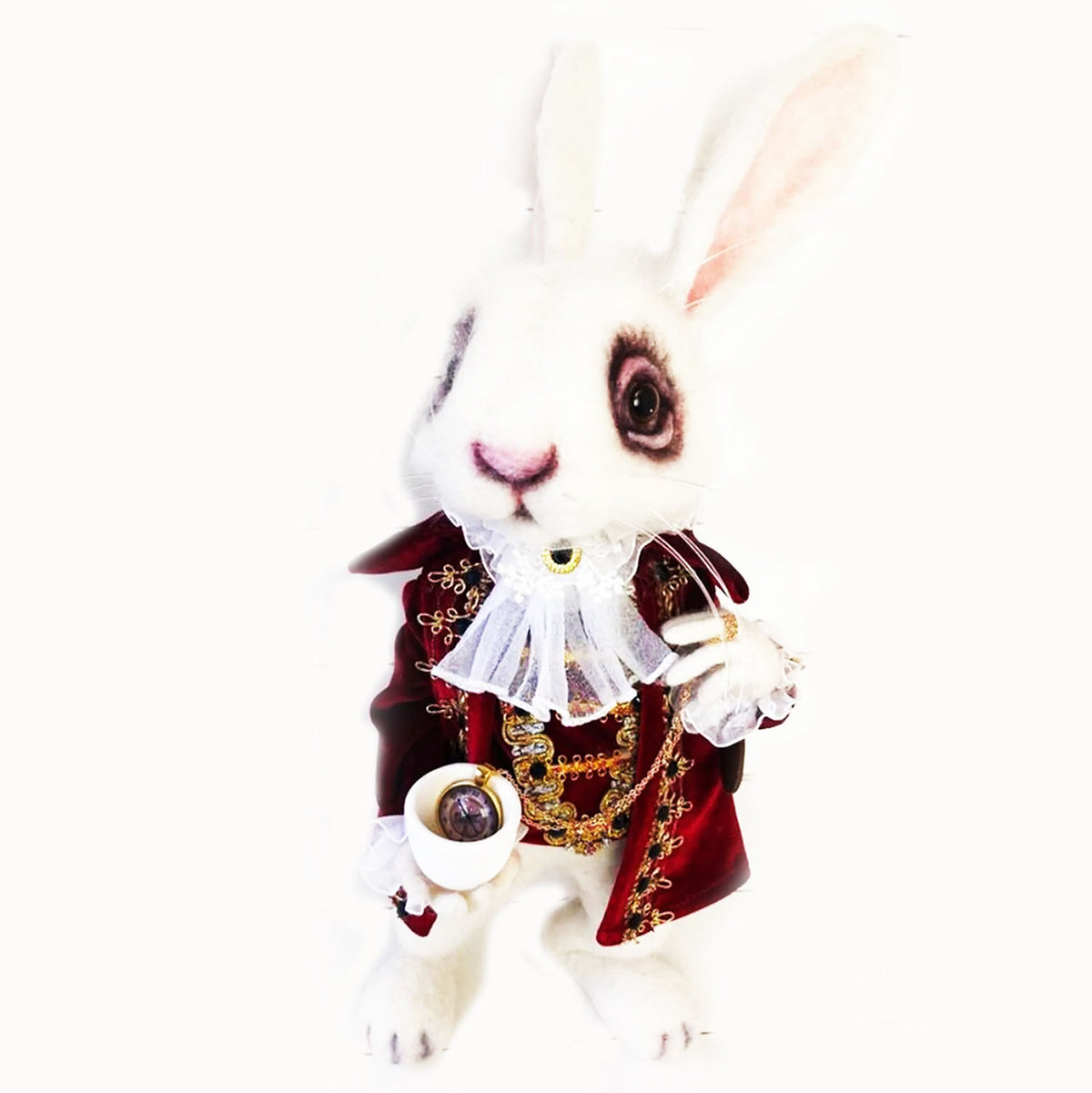 Felt Fairytale Creature Statue - The White Rabbit