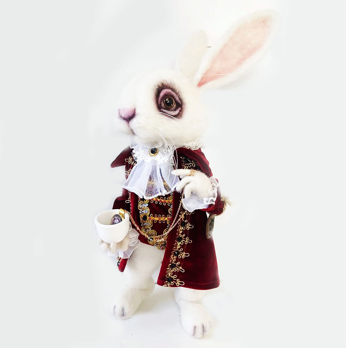Felt Fairytale Creature Statue - The White Rabbit