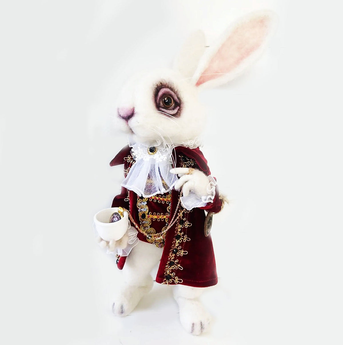 Felt Fairytale Creature Statue - The White Rabbit