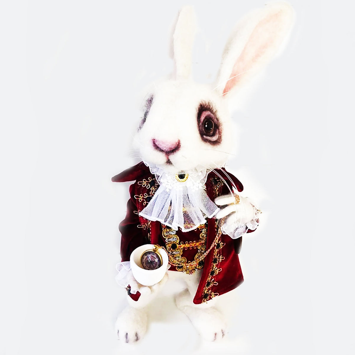 Felt Fairytale Creature Statue - The White Rabbit