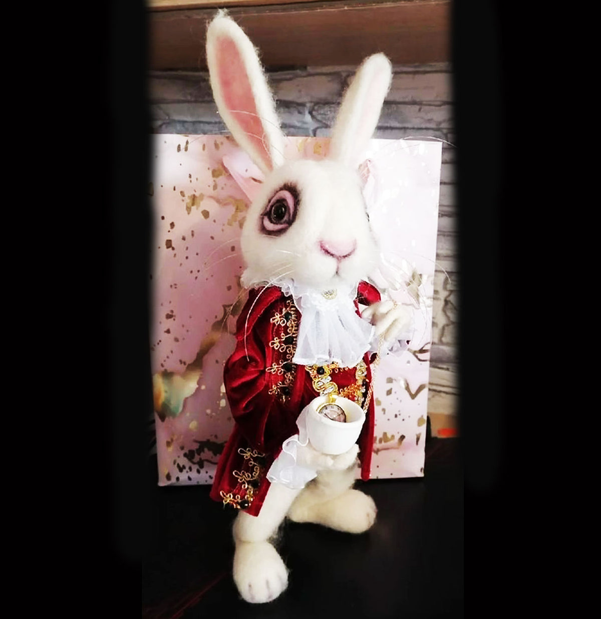 Felt Fairytale Creature Statue - The White Rabbit