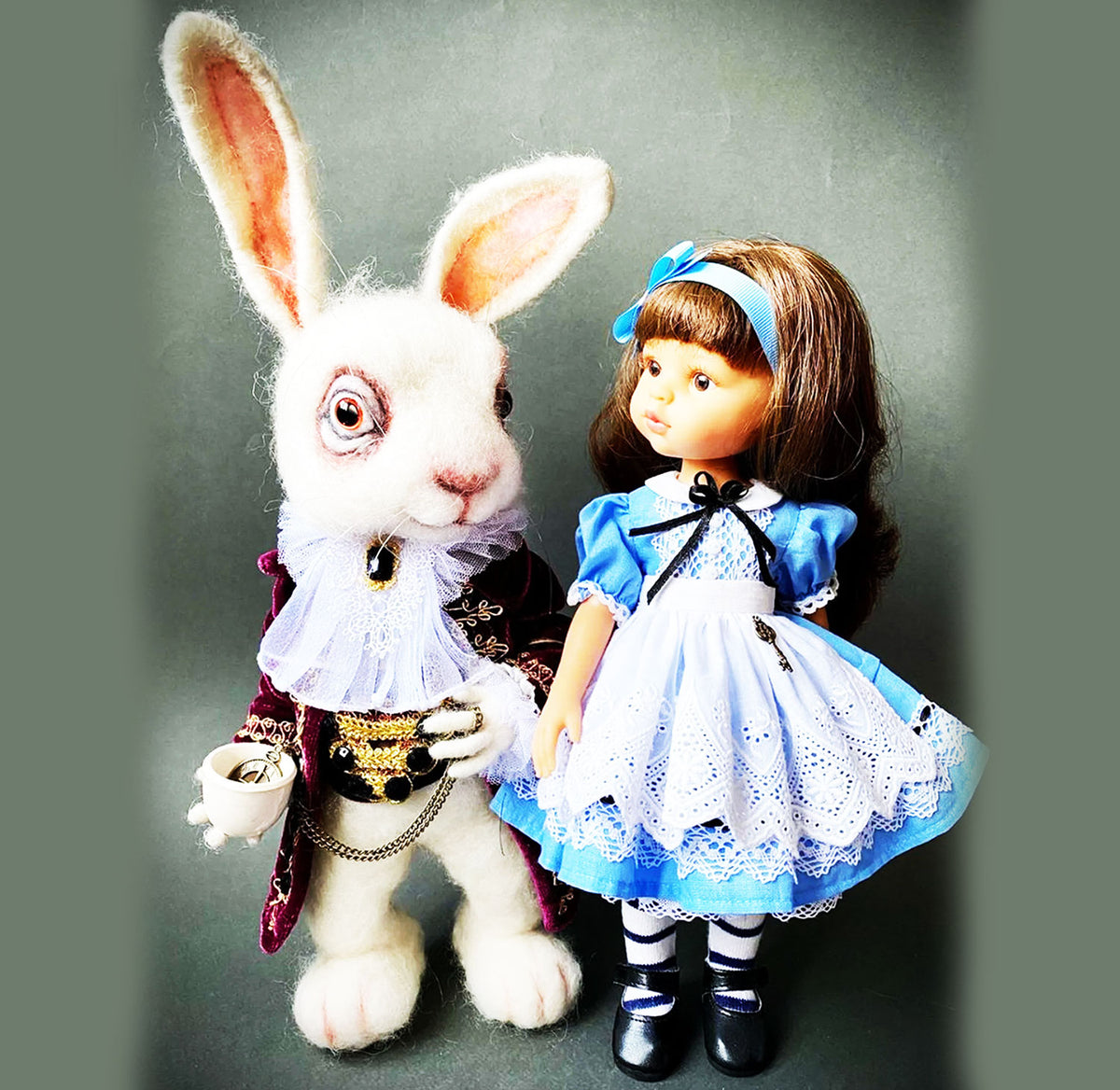 Felt Fairytale Creature Statue - The White Rabbit
