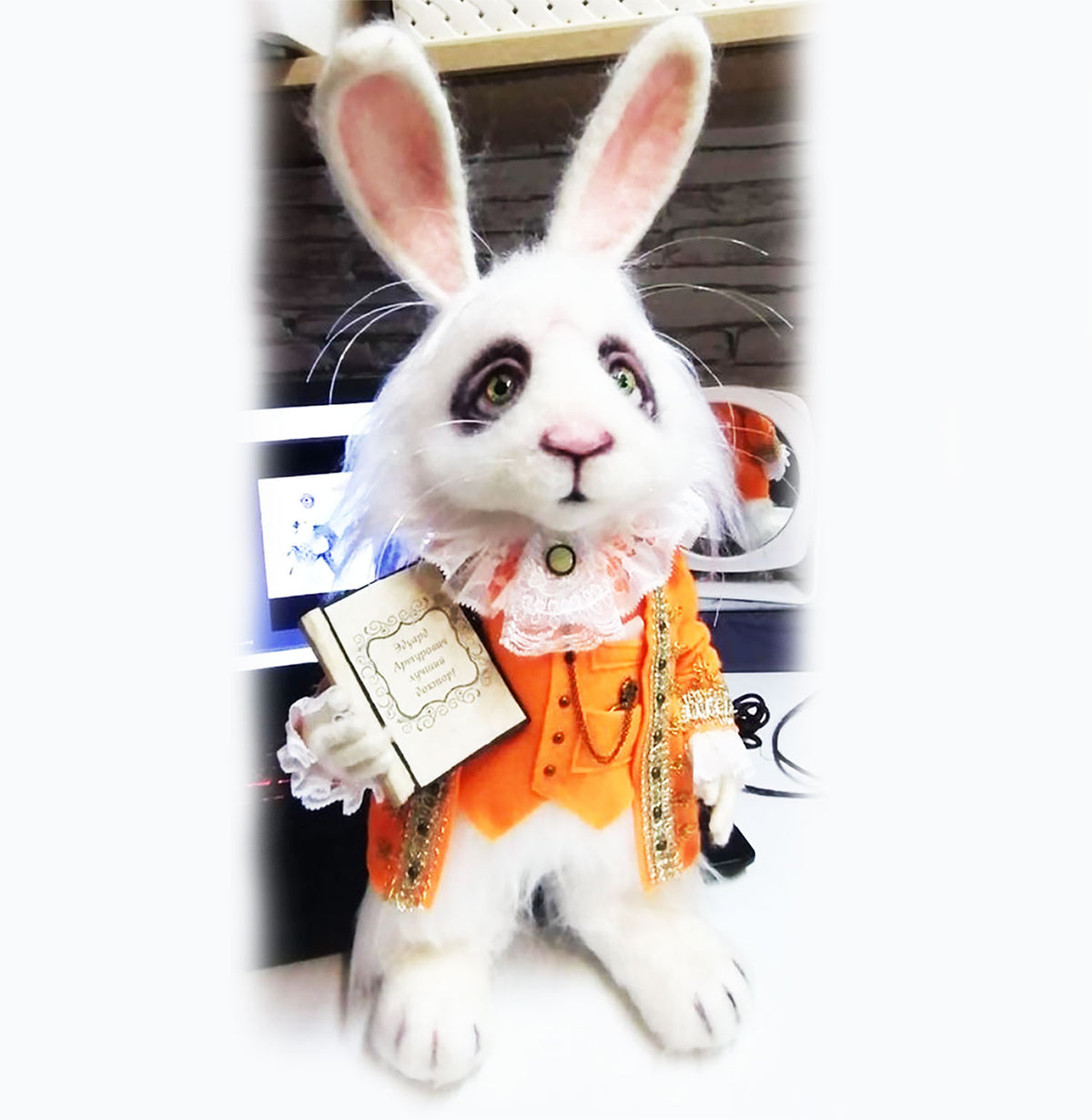 Felt Animal Statue - The White Rabbit