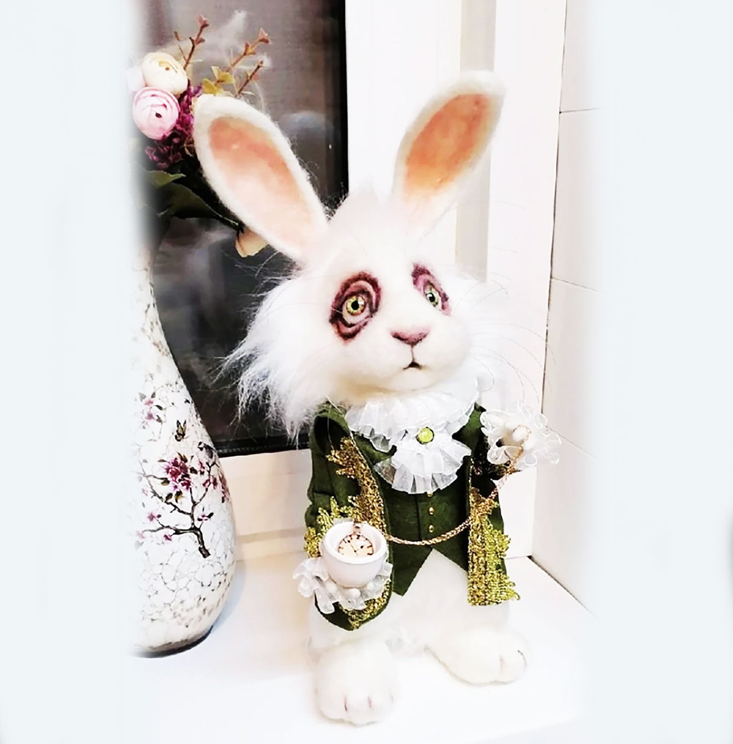 THE WHITE RABBIT From Alice in Wonderland, Needle Felted Rabbit, Bunny Toys,  Stuffed Bunny, Bunny Crafts, Stuffed Animals, Plushies 