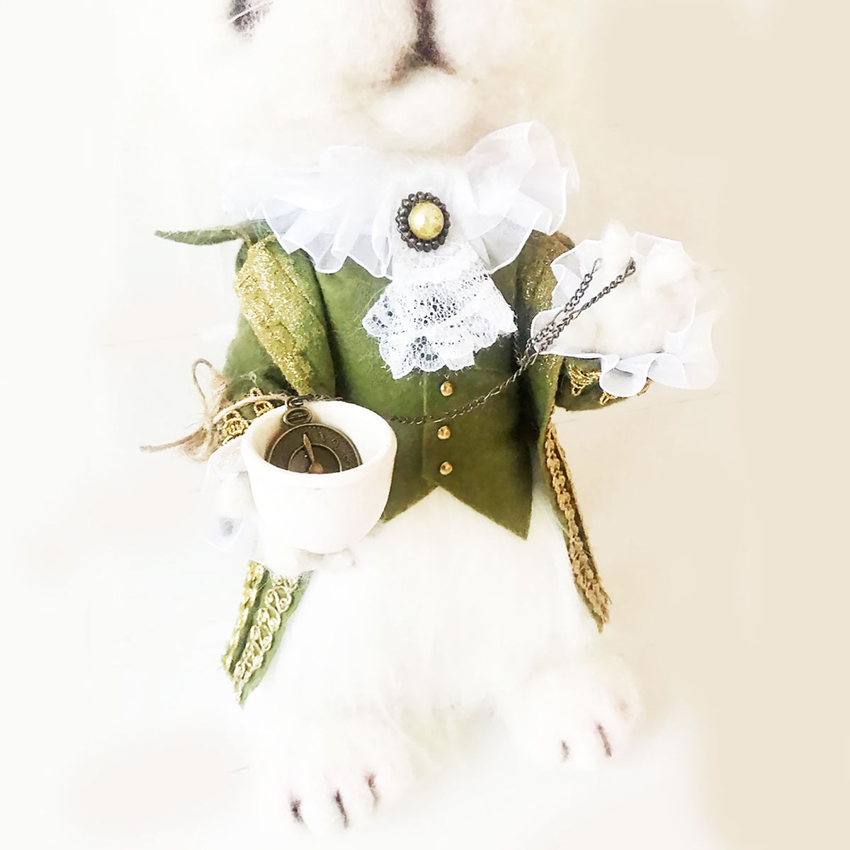 Felt Fairytale Statue - The White Rabbit