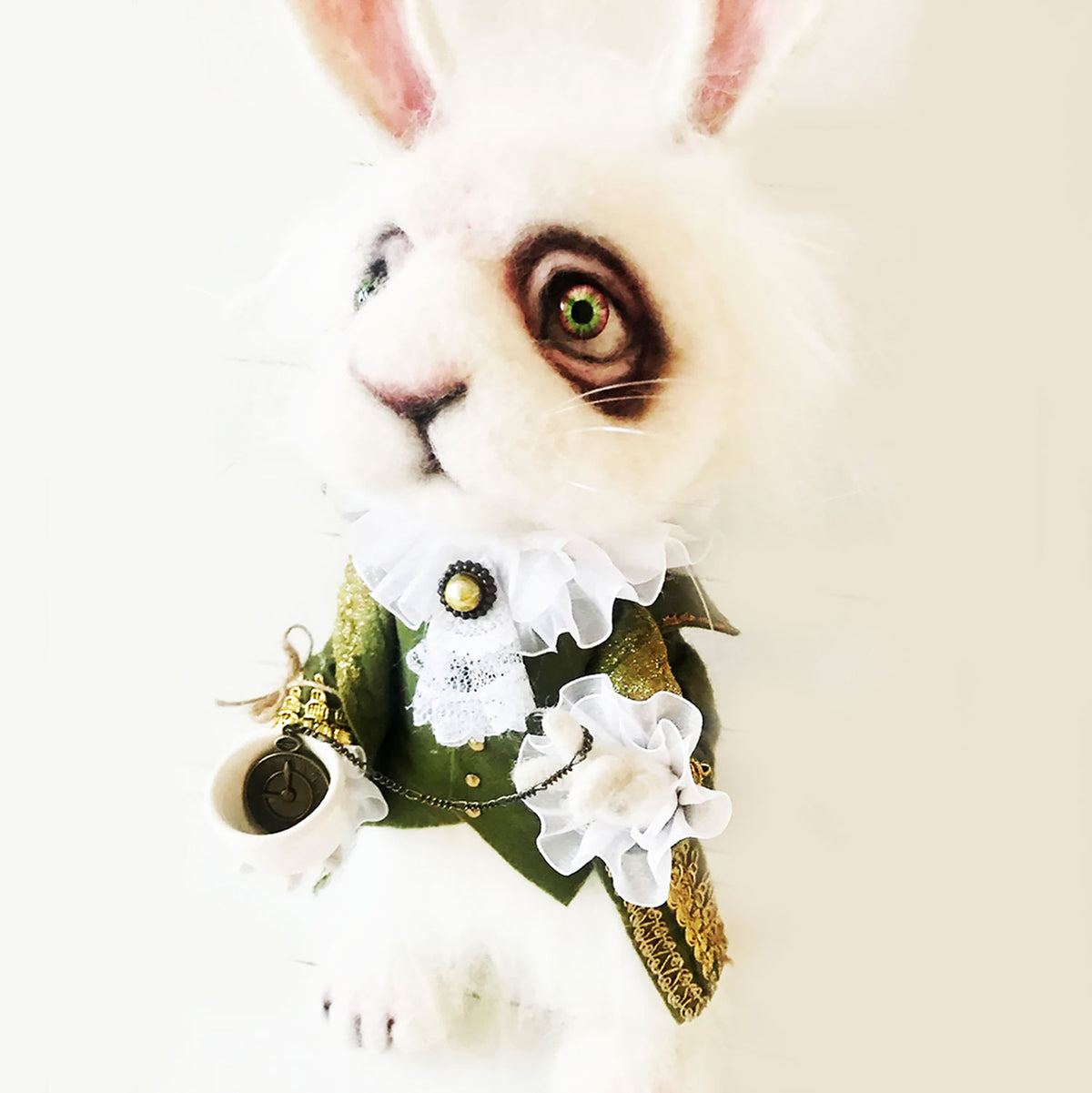 Felt Animal Statue - The White Rabbit