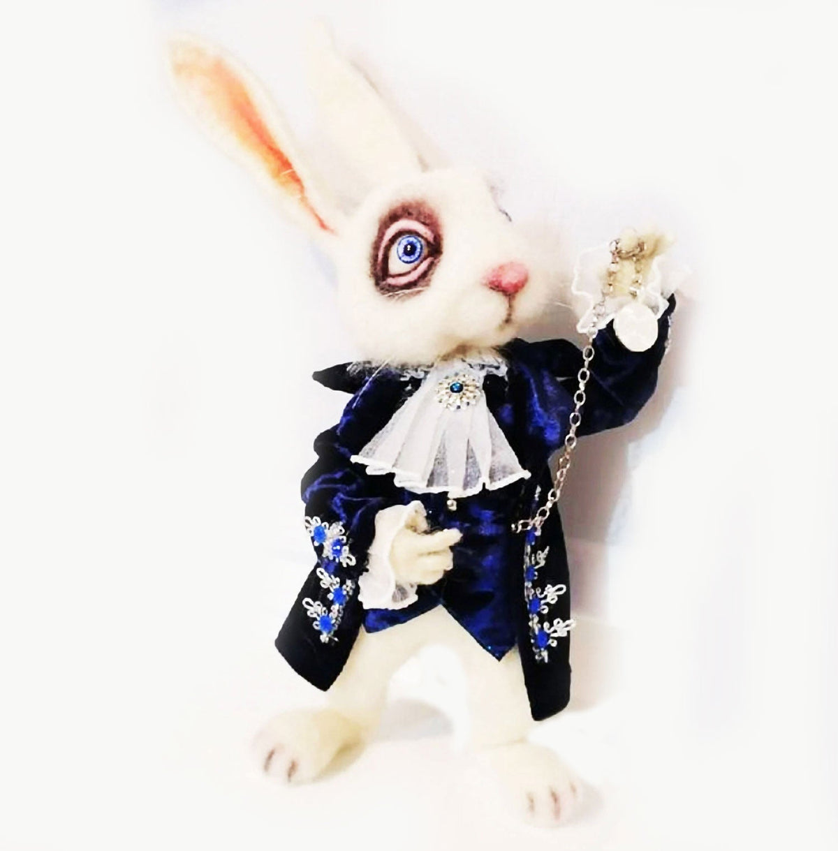 Felt Fairytale Creature Statue - The White Rabbit