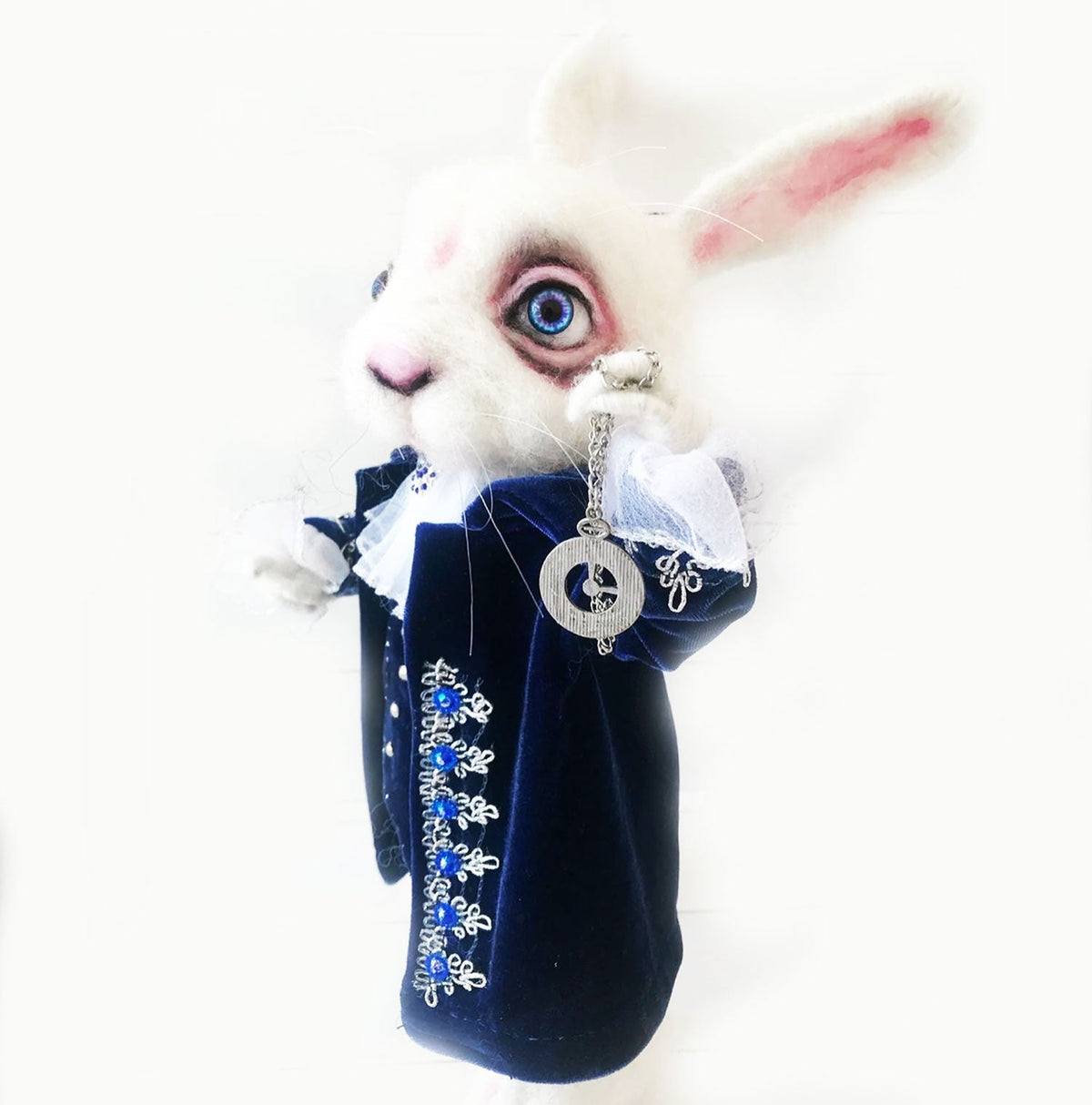 Felt Fairytale Creature Statue - The White Rabbit