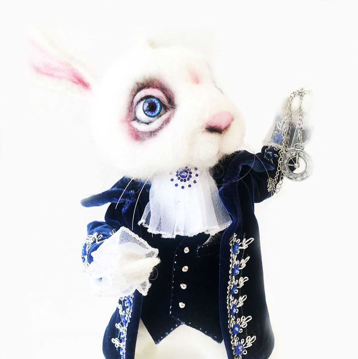 Felt Fairytale Creature Statue - The White Rabbit