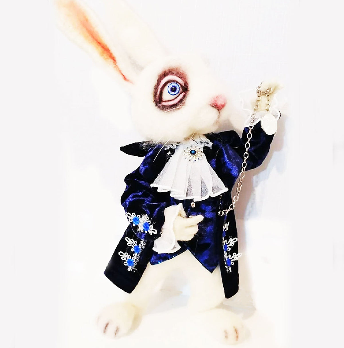 Felt Fairytale Creature Statue - The White Rabbit