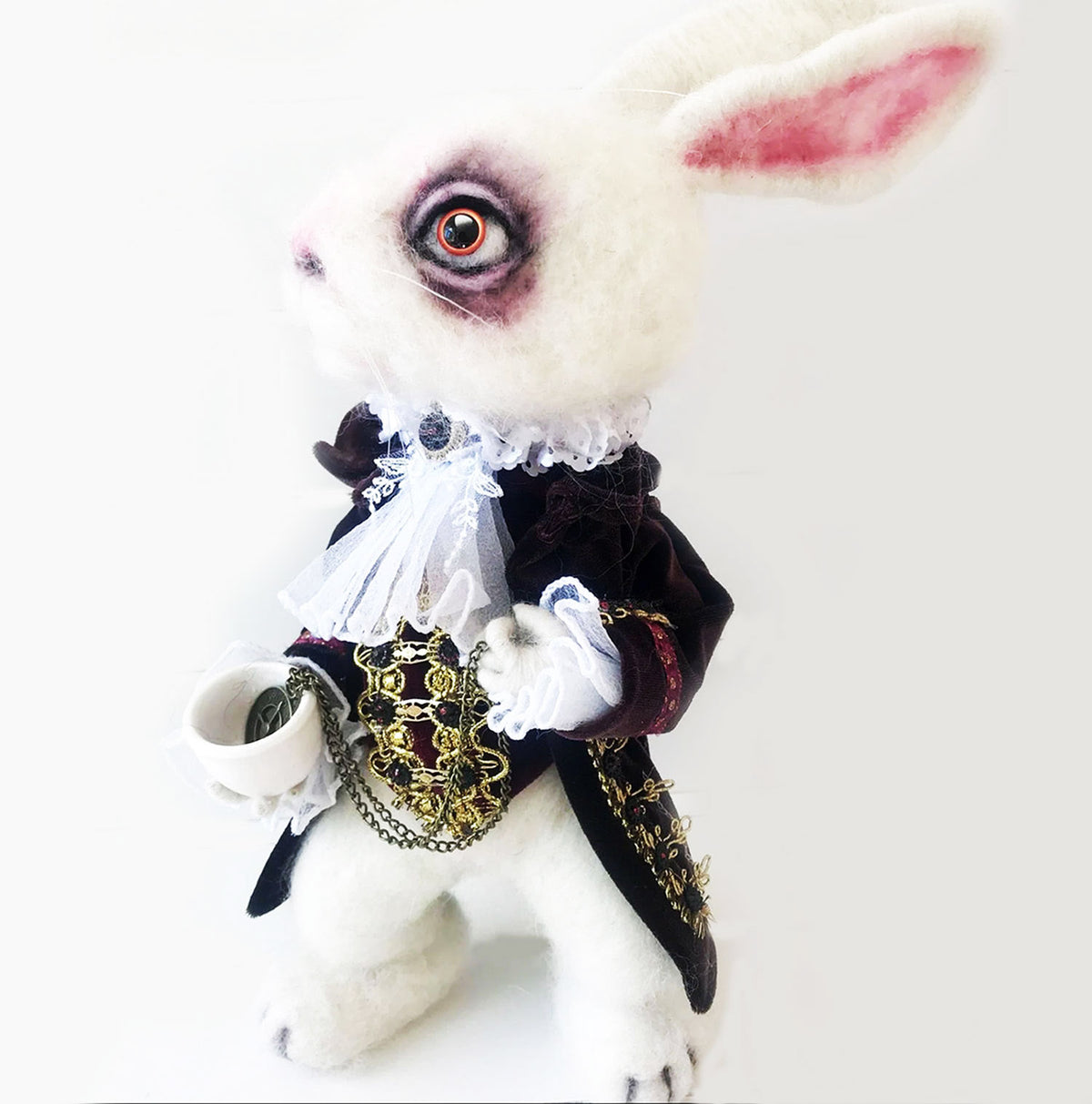 Felt Fairytale Creature Statue - The White Rabbit