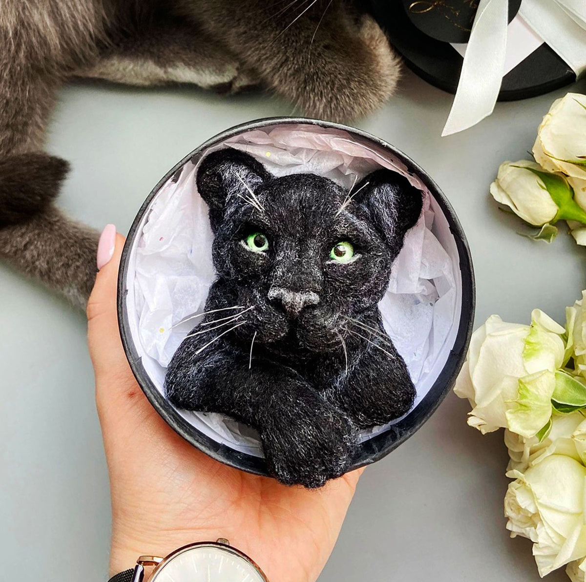 Felt Animal Brooch - Black Panther