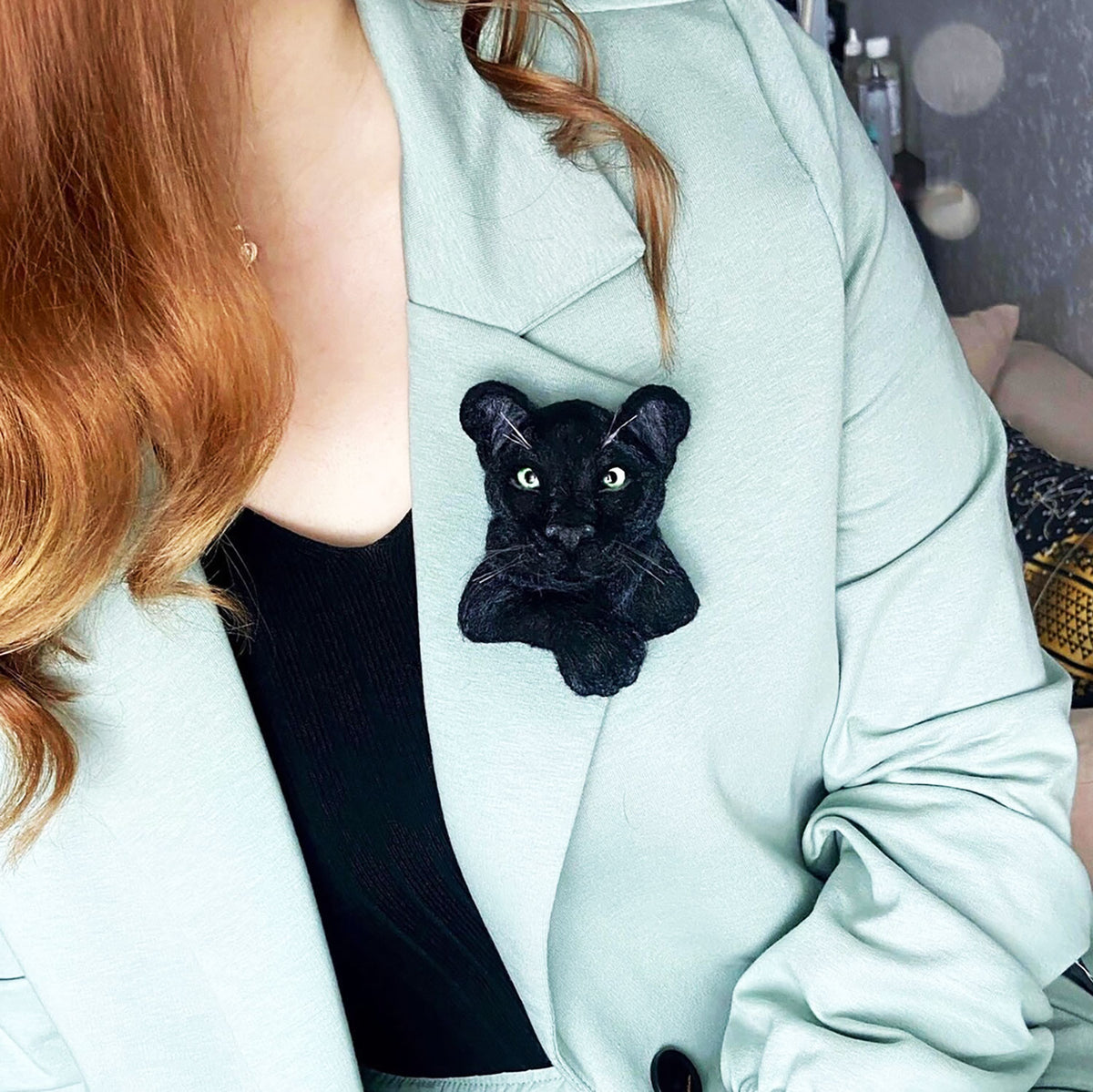 Felt Animal Brooch - Black Panther