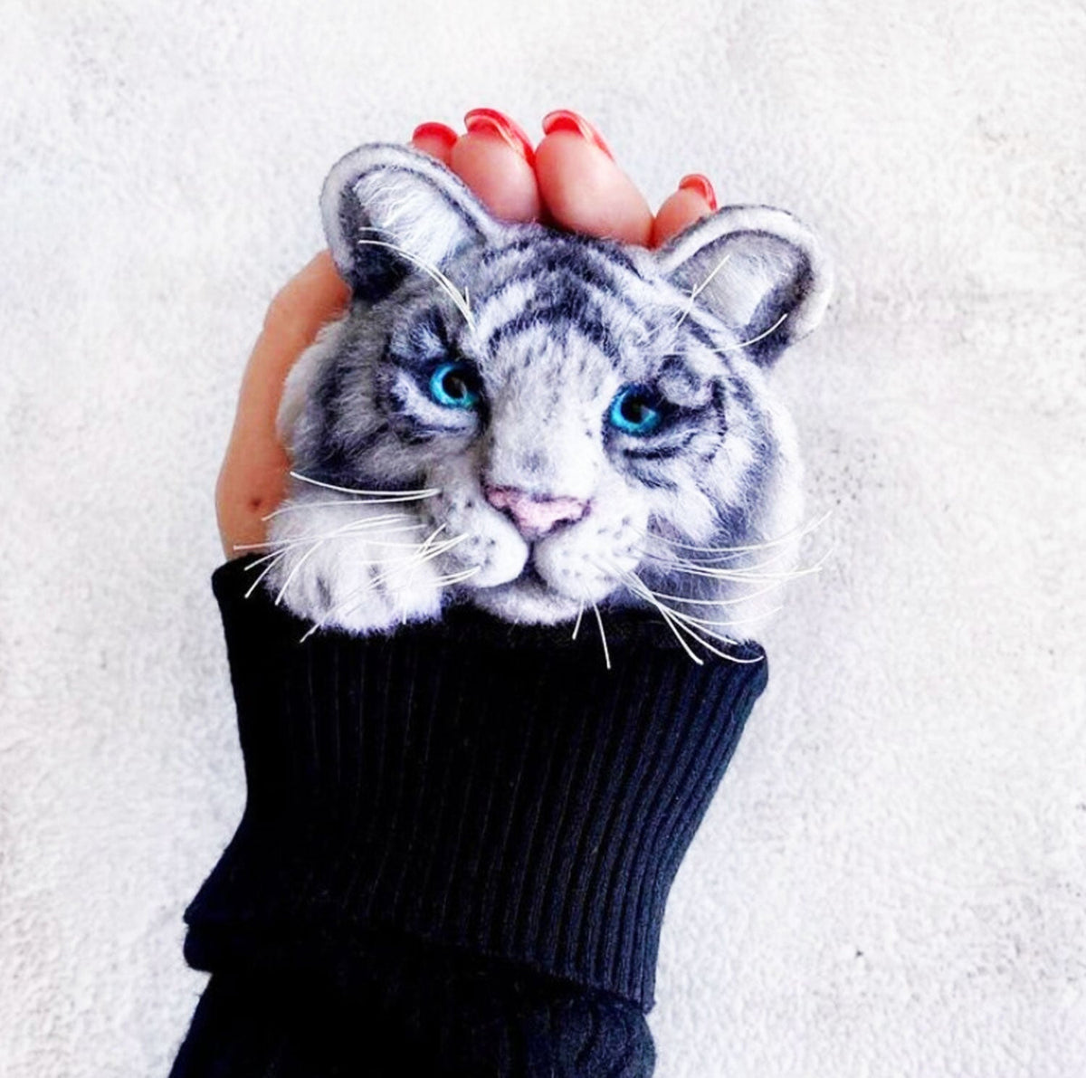 Felt Animal Brooch - White Tiger