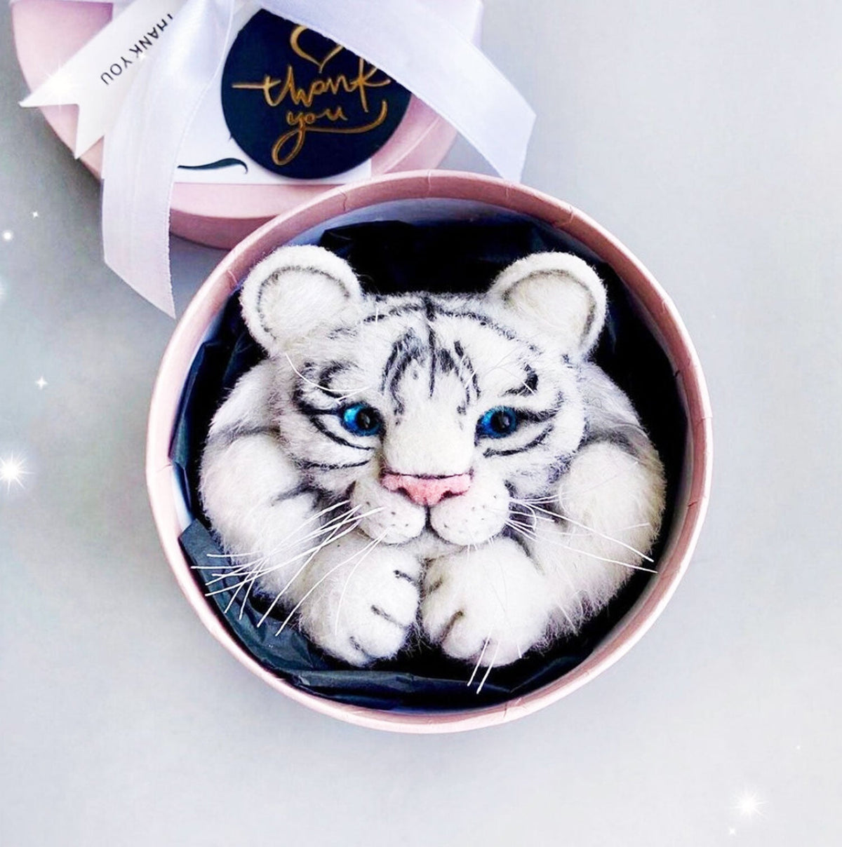 Felt Animal Brooch - White Tiger