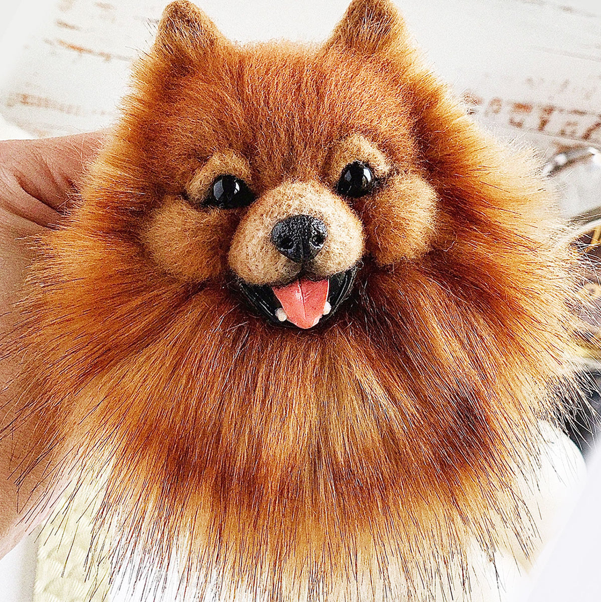 Felt Dog Brooch from Photos - Spitz