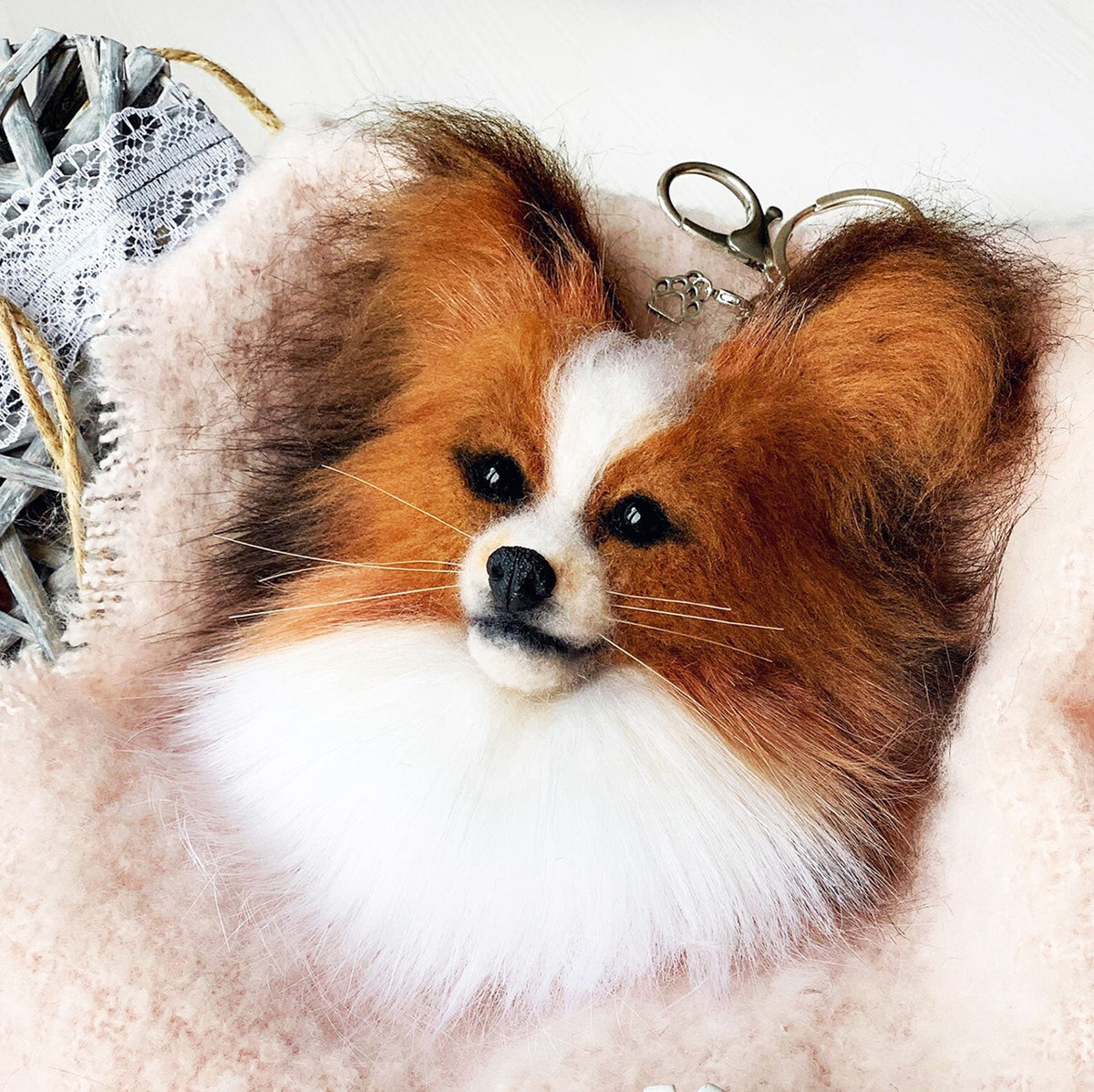 Felt Dog Brooch from Photos - Long Hair