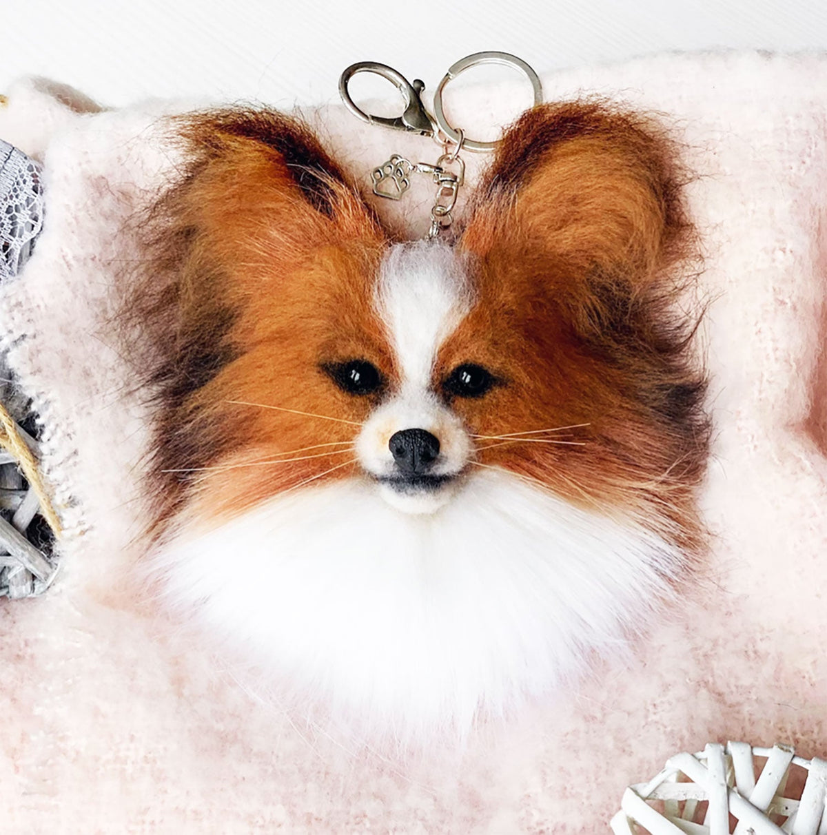 Felt Dog Brooch from Photos - Long Hair