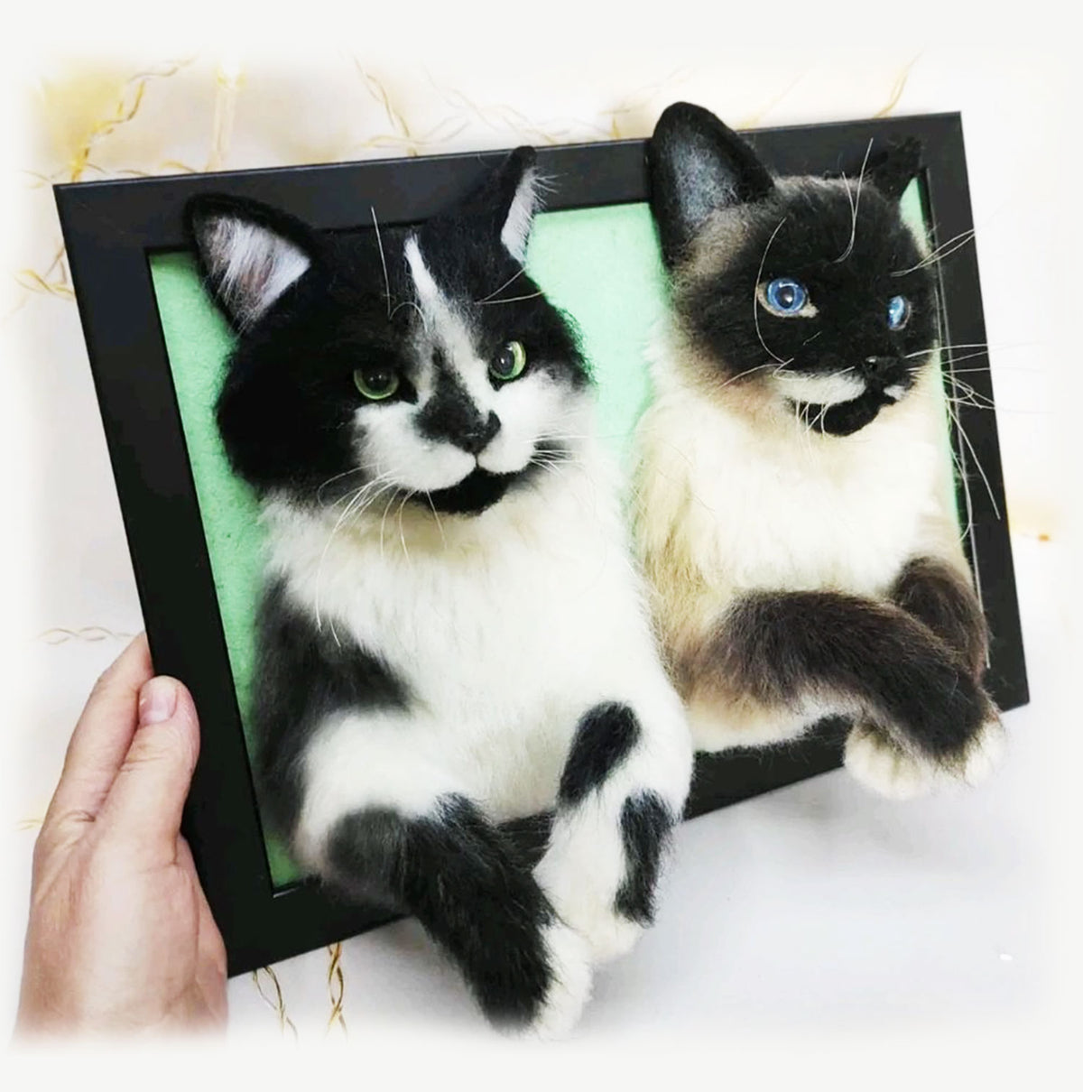 3D Felt Siamese Cat Portrait from Photo