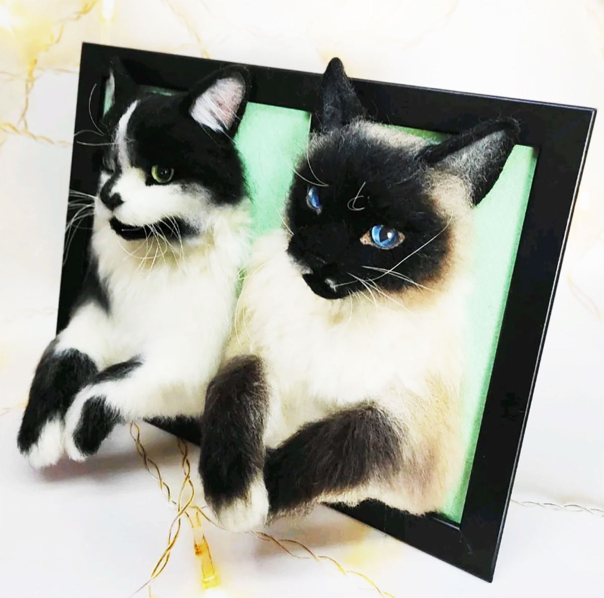 3D Felt Siamese Cat Portrait from Photo