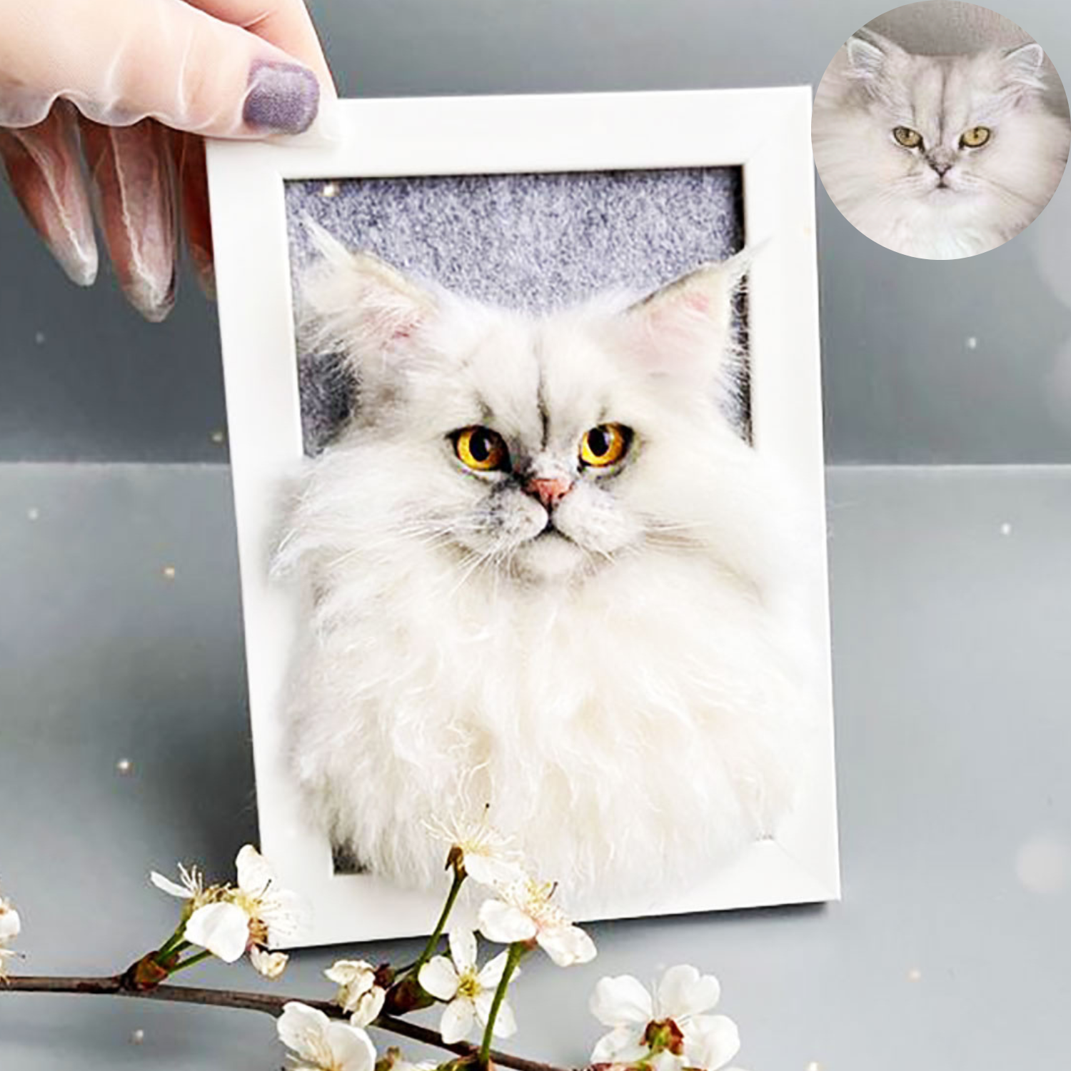 3D Felt Persian Cat Portrait from Photo