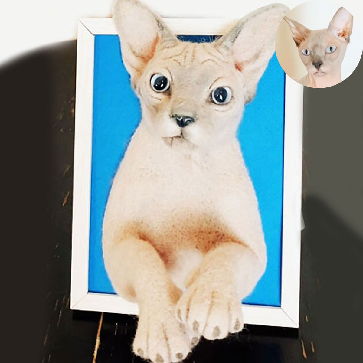 3D Felt Sphynx Cat Portrait from Photos