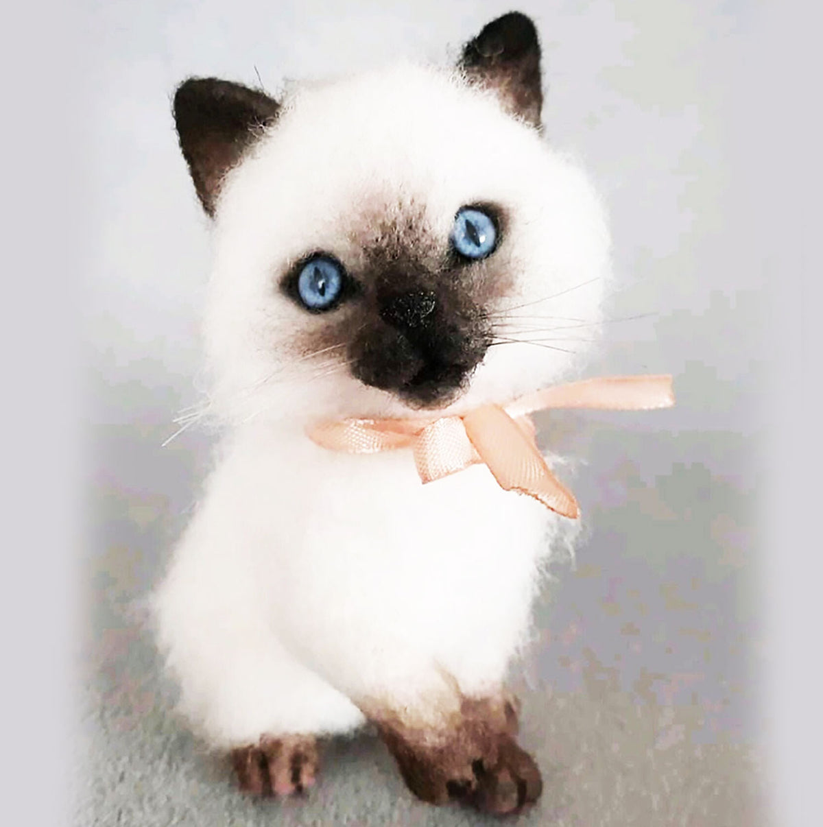 FELT Miniature Kitten Statue - Siamese