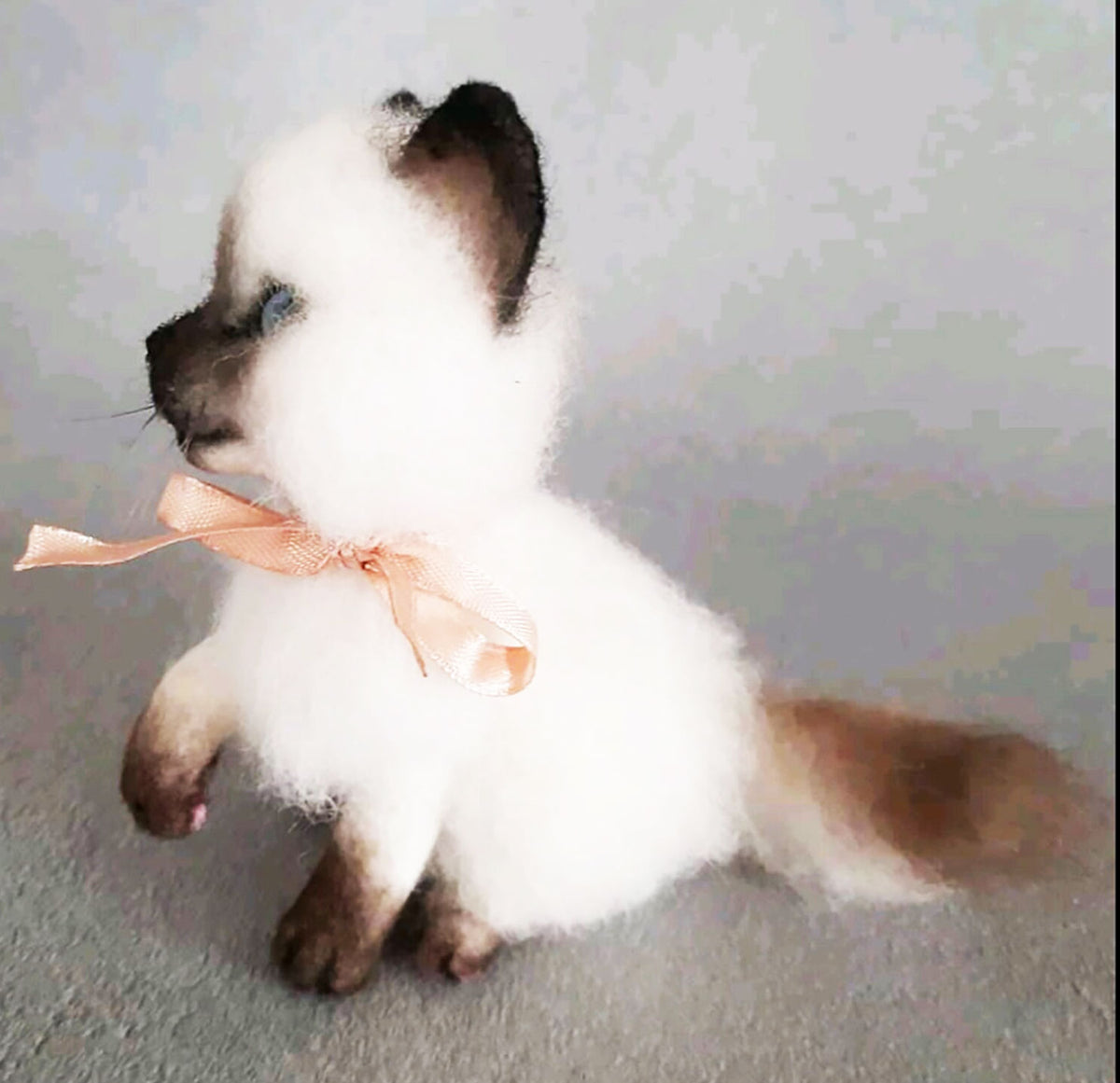 FELT Miniature Kitten Statue - Siamese