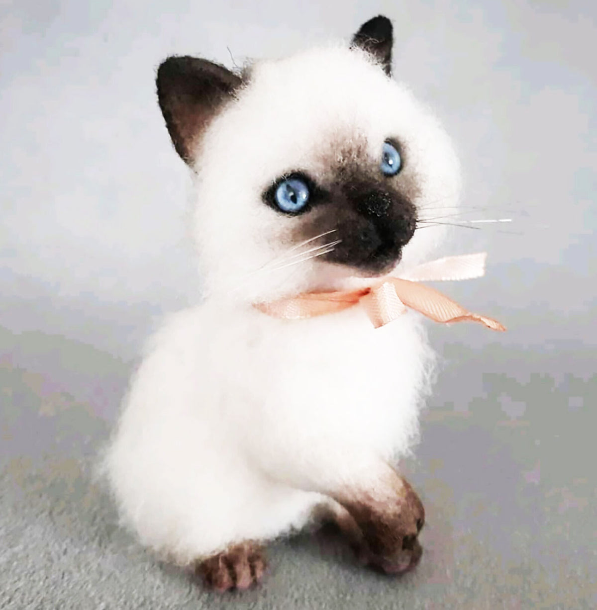 FELT Miniature Kitten Statue - Siamese