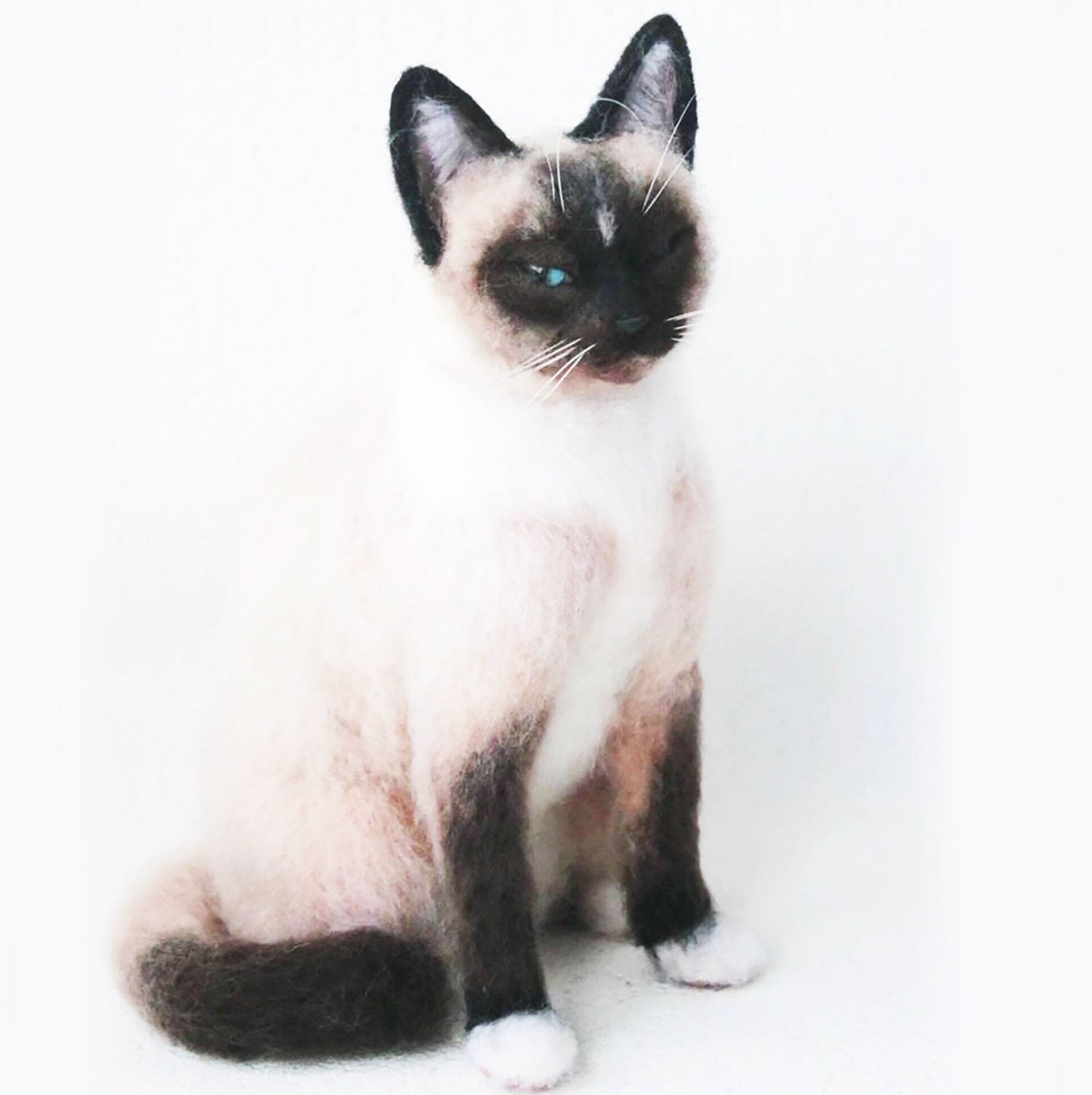 Custom Felt Siamese Cat Doll from Photo