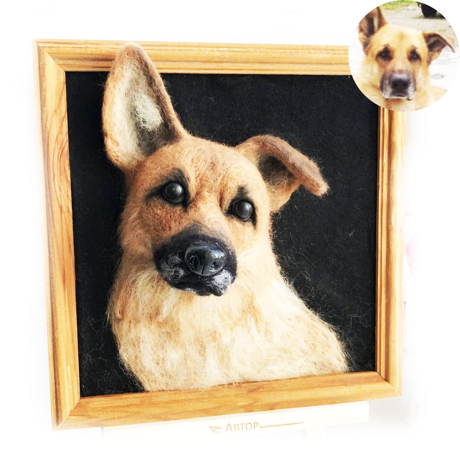 3D Felt German Shepherd Dog Portrait from Photo