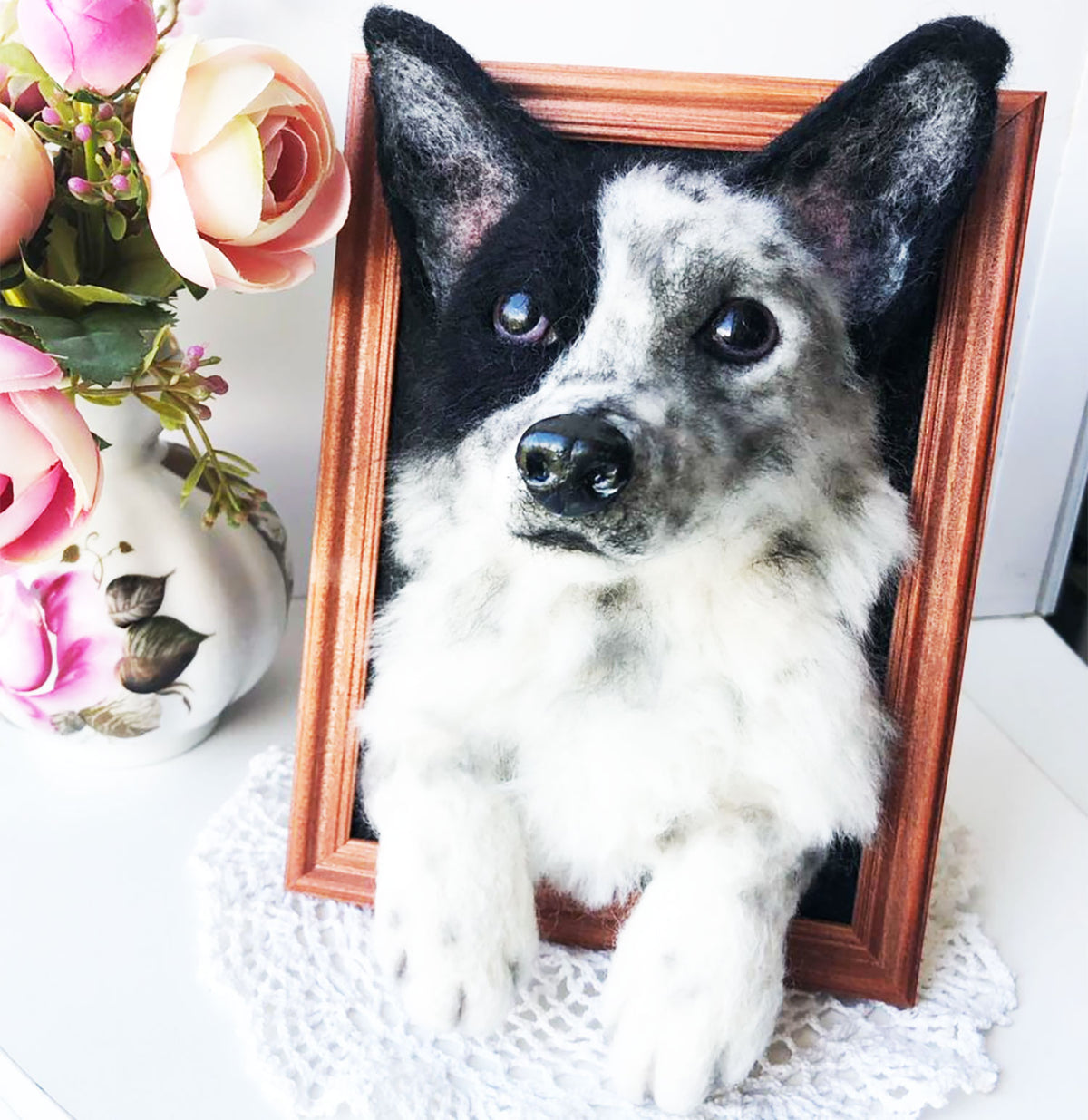 Vertical Dog Portrait - Face &amp; Paws- Border Collie