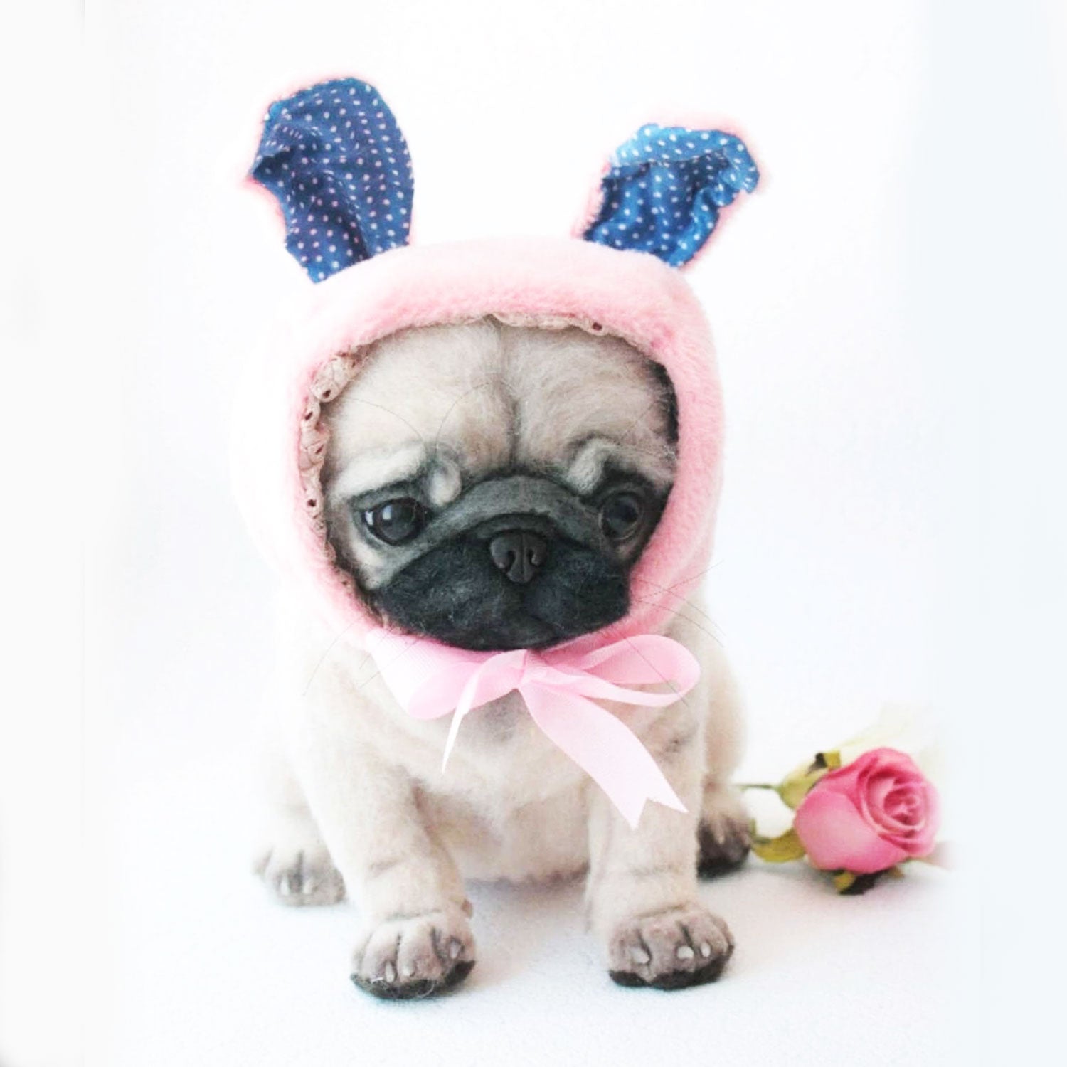 Custom Felt Pug Statue from Photo