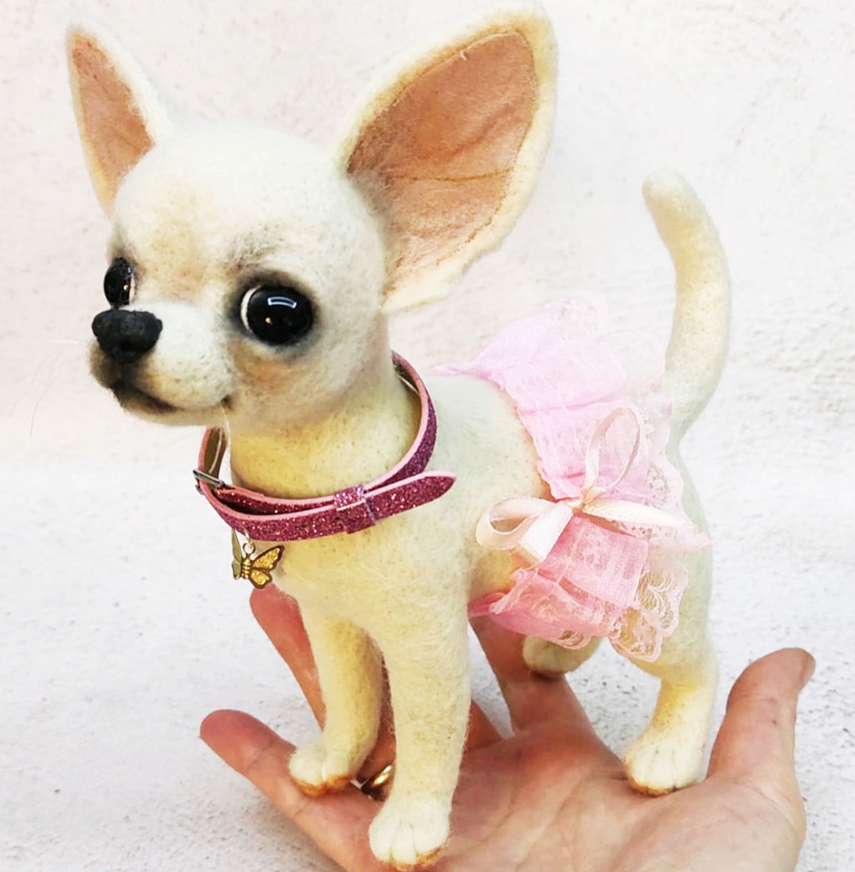 Felt Dog Statue - Blonde Chihuahua Bella