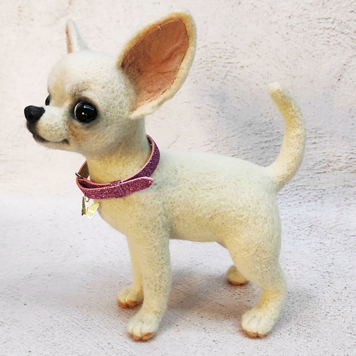 Felt Dog Statue - Blonde Chihuahua Bella