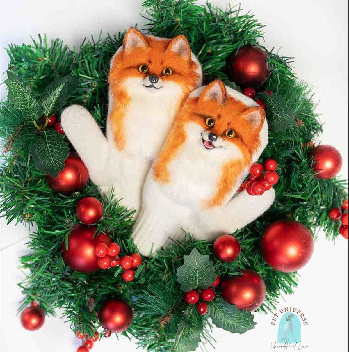 3D Felt Fox Mittens - Pet Universe