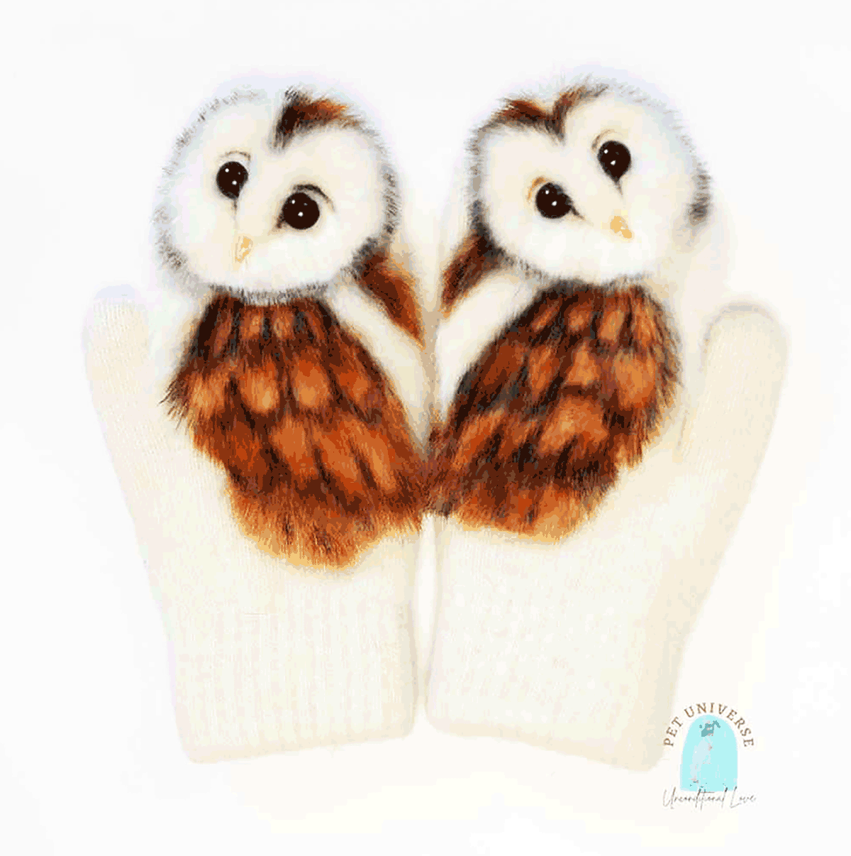 3D Felt Owl Mittens - Pet Universe