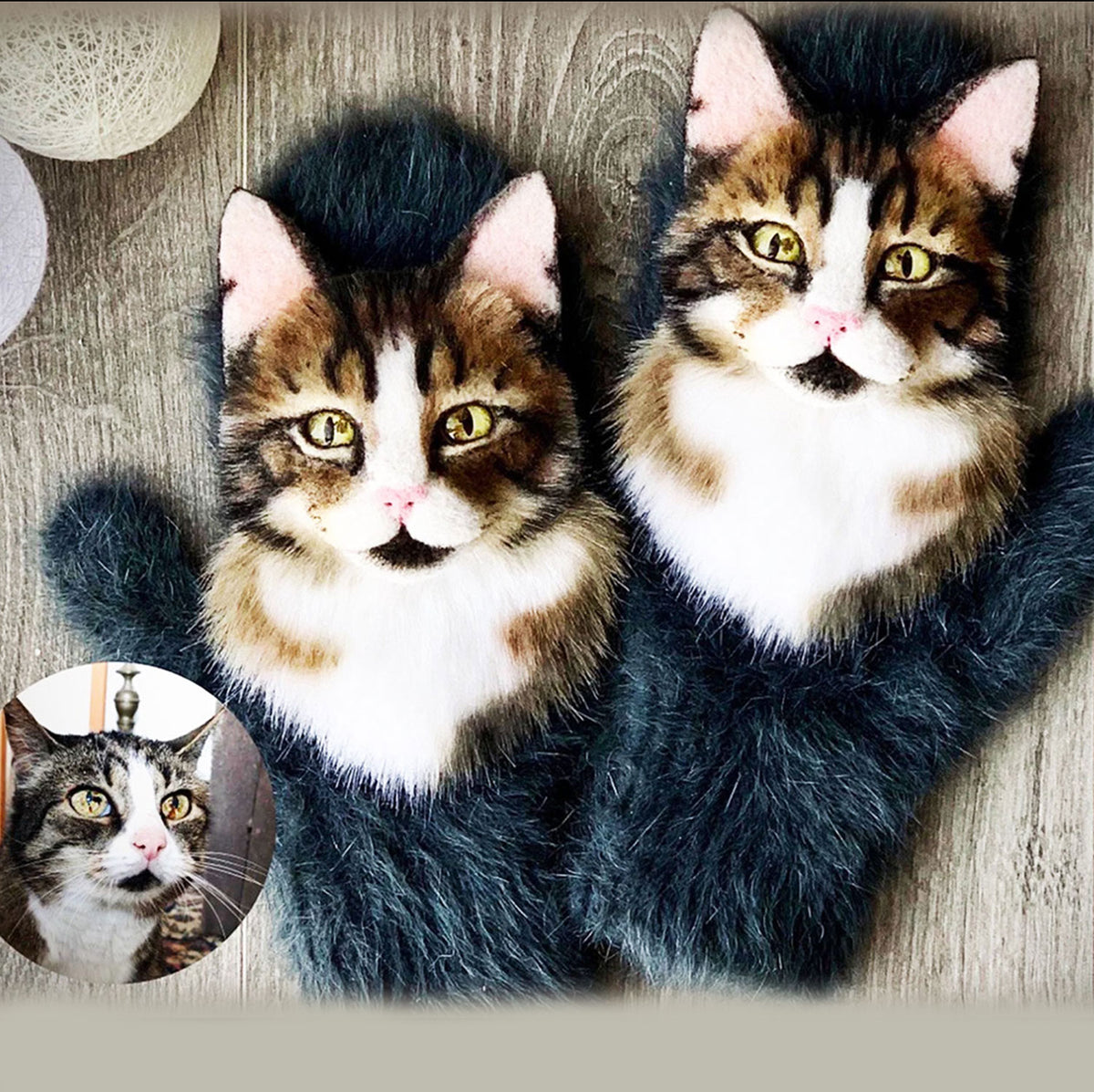 Felt Cat Mittens from Photo