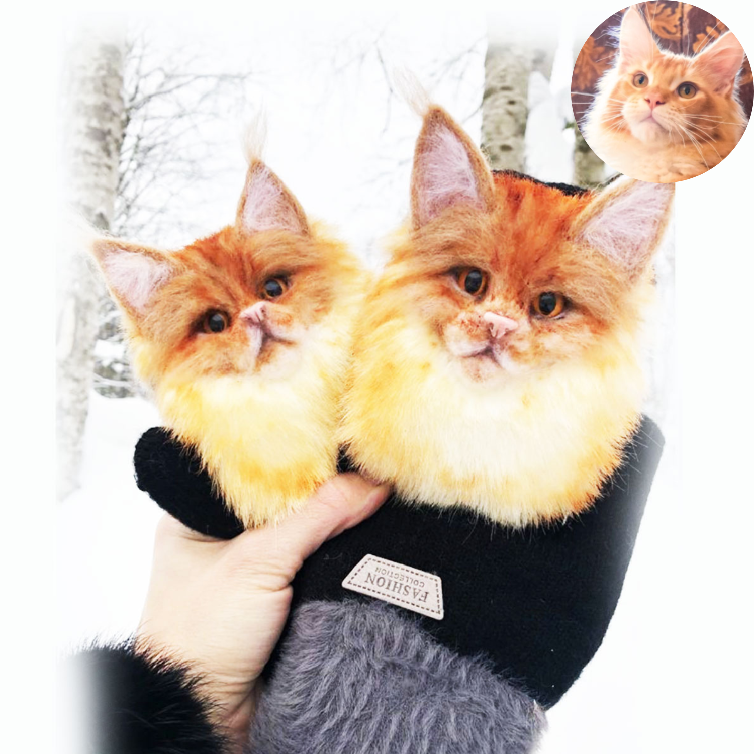 3D Custom Maine Coon Cat Mittens from Photo - Pet Universe