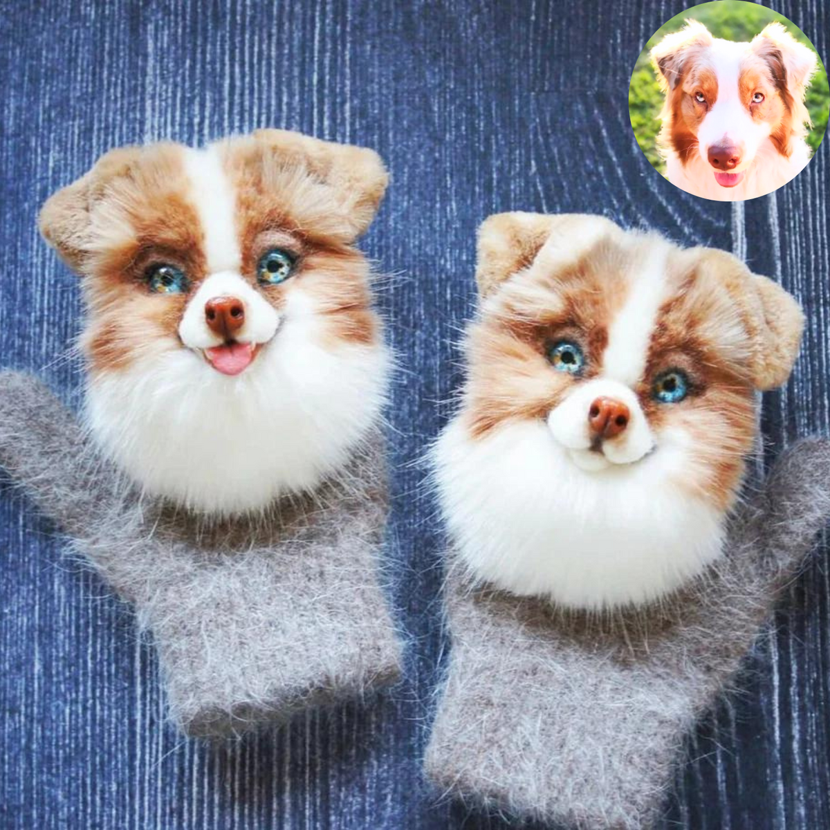 3D Custom Border Collie Dog Mittens from Photo - Pet Universe