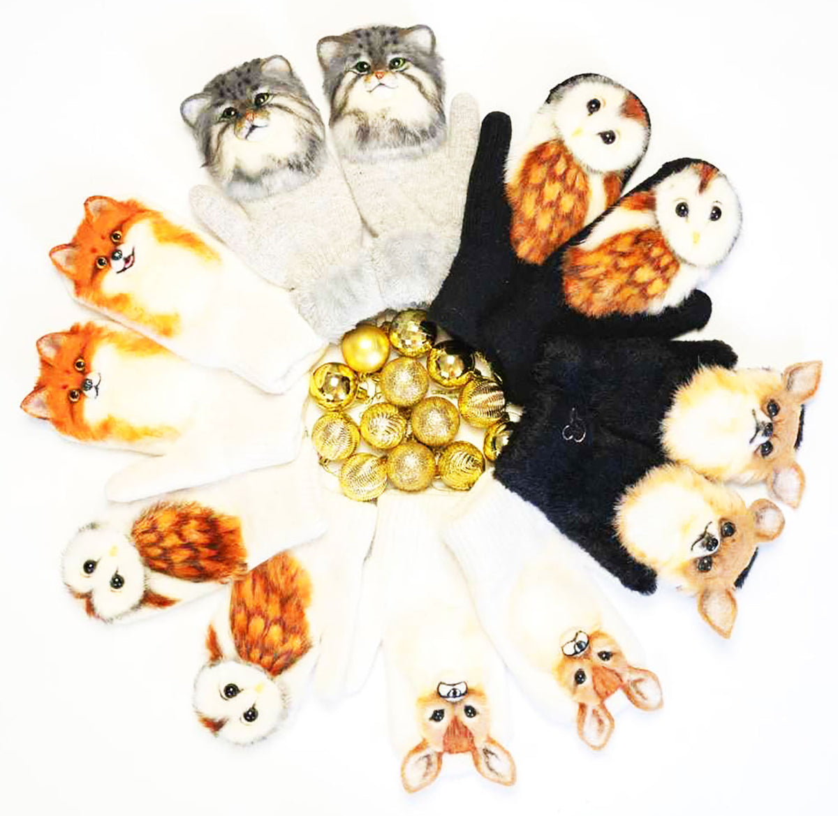 3D Felt Owl Mittens - Pet Universe